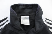 Adidas Embroidered Logo Black & White Striped Jacket - ThriftedThreads.com