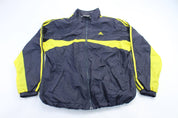Adidas Embroidered Logo Neon & Grey Zip Up Jacket - ThriftedThreads.com