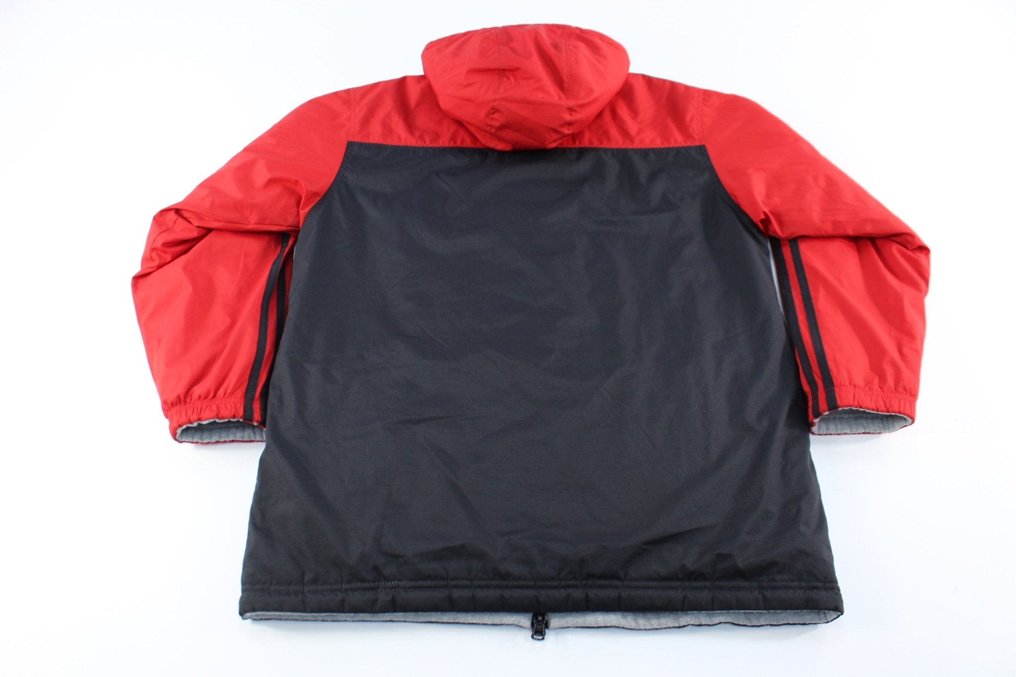 Adidas Embroidered Logo Reversible Striped Zip Up Jacket - ThriftedThreads.com