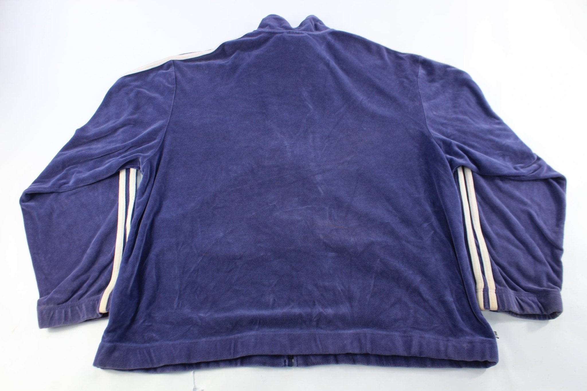 Adidas Embroidered Logo Striped Zip Up Jacket - ThriftedThreads.com