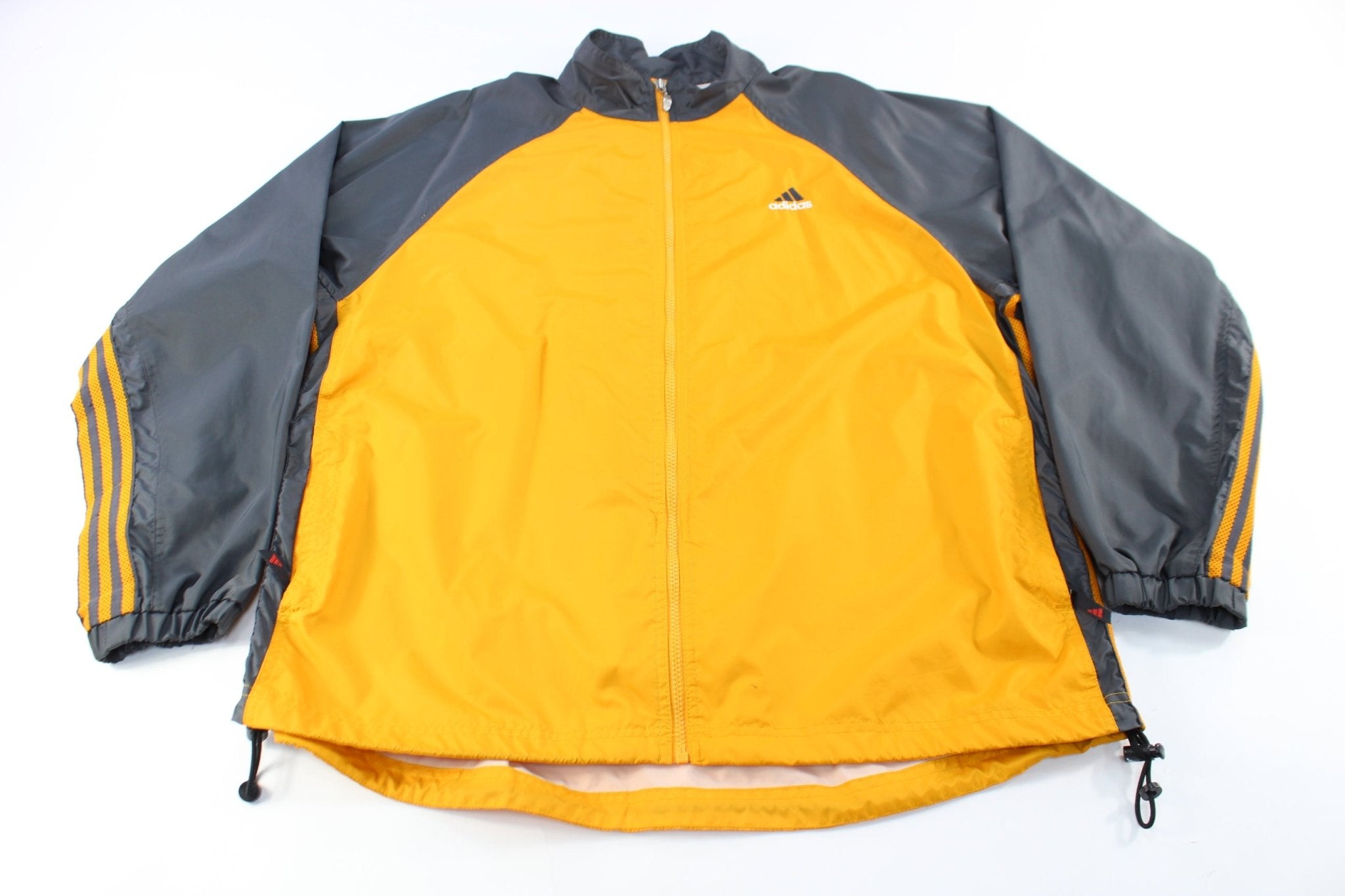 Adidas Embroidered Logo Yellow & Grey Zip Up Jacket - ThriftedThreads.com