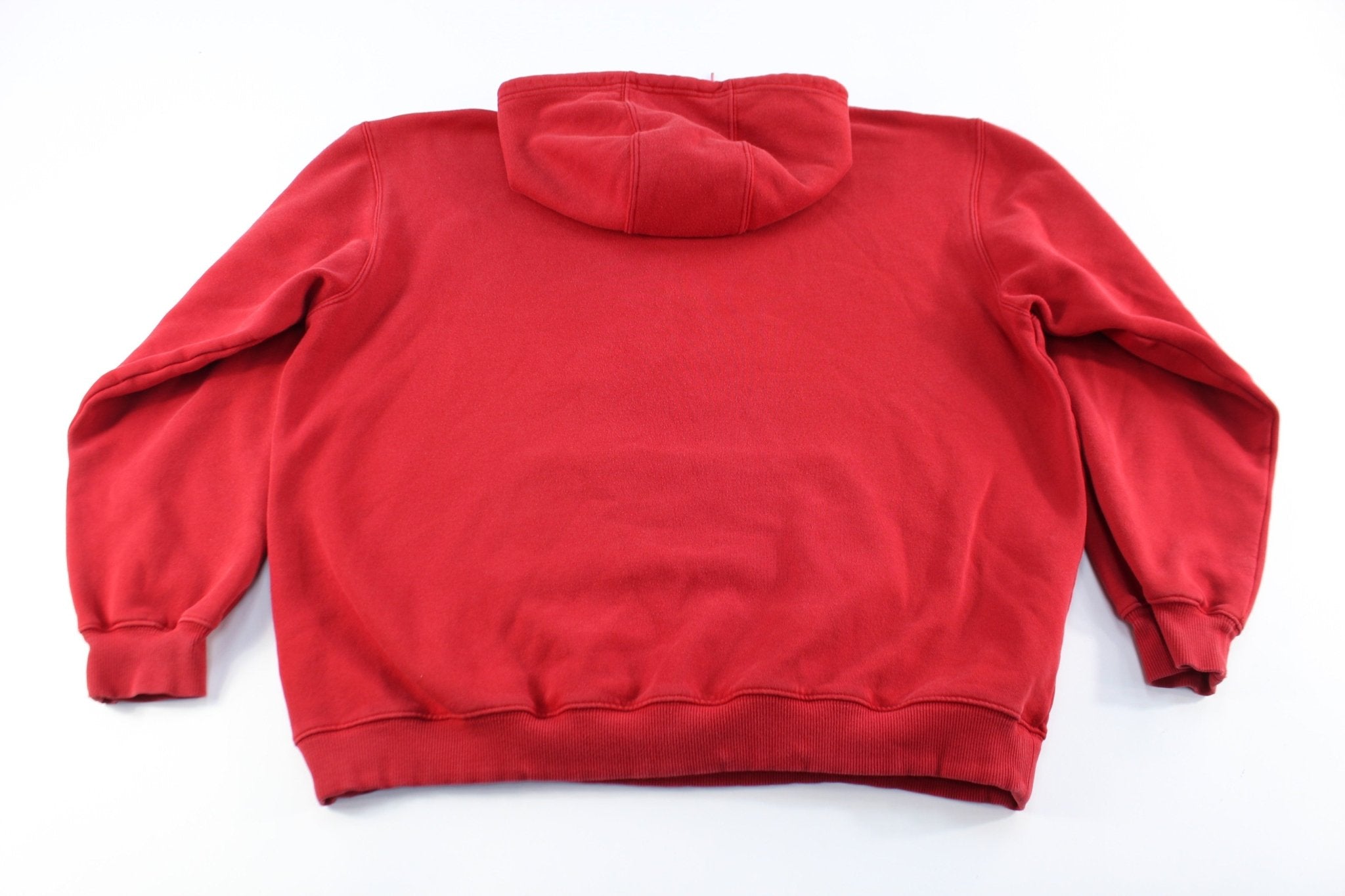 Adidas Embroidered Red Pullover Hoodie - ThriftedThreads.com
