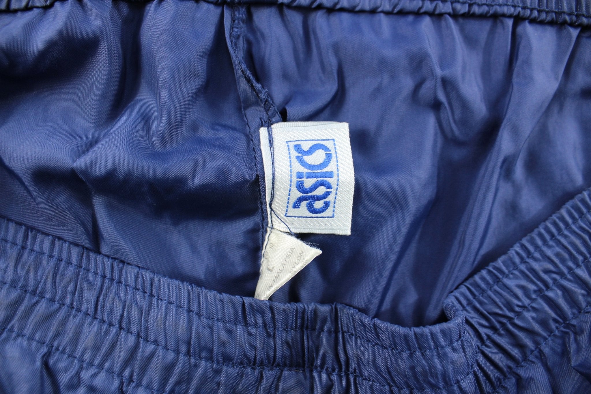 Asics Embroidered Logo Navy Blue Pants - ThriftedThreads.com