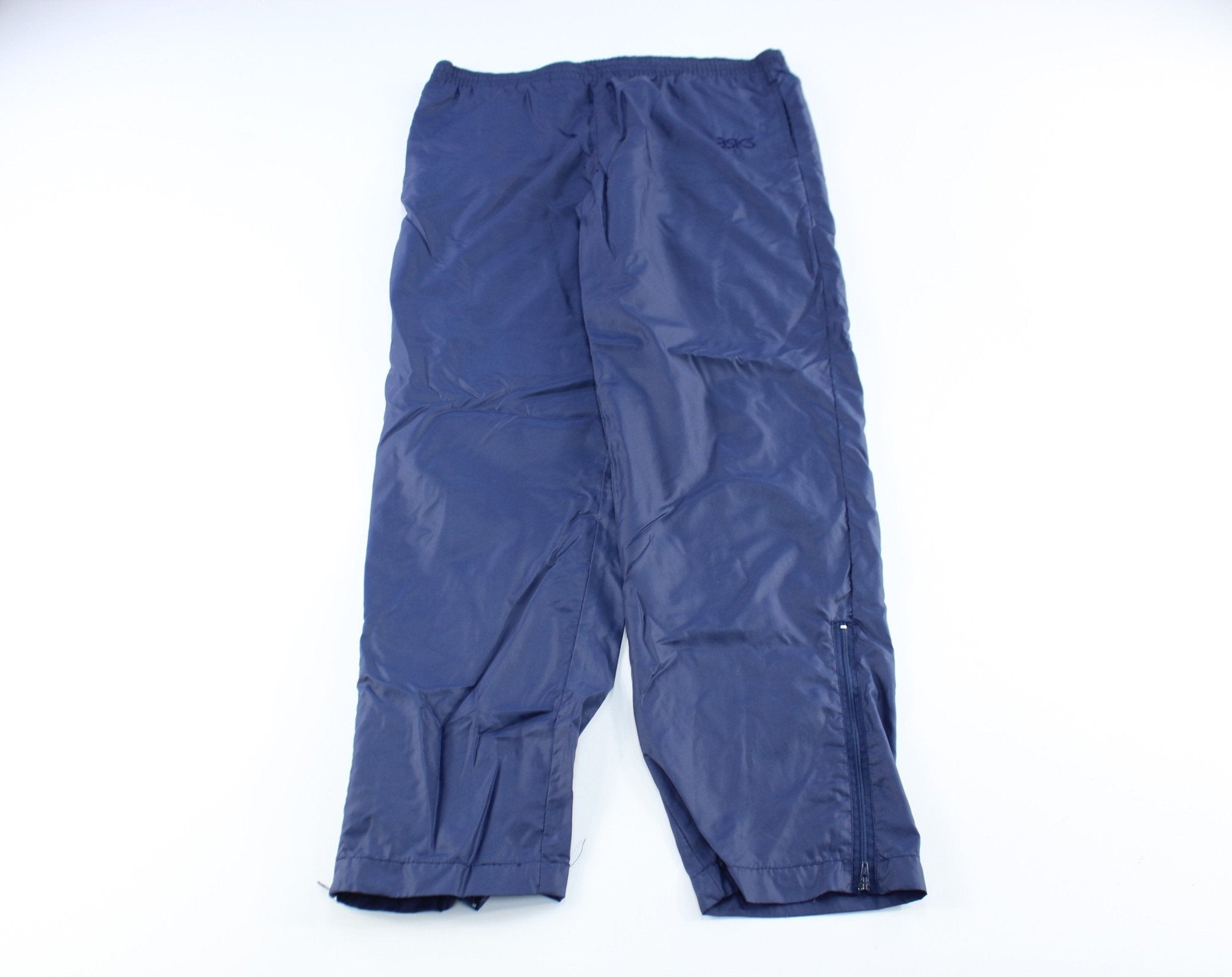 Asics Embroidered Logo Navy Blue Pants - ThriftedThreads.com