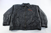 AutoZone Embroidered Black Leather Zip Up Jacket - ThriftedThreads.com