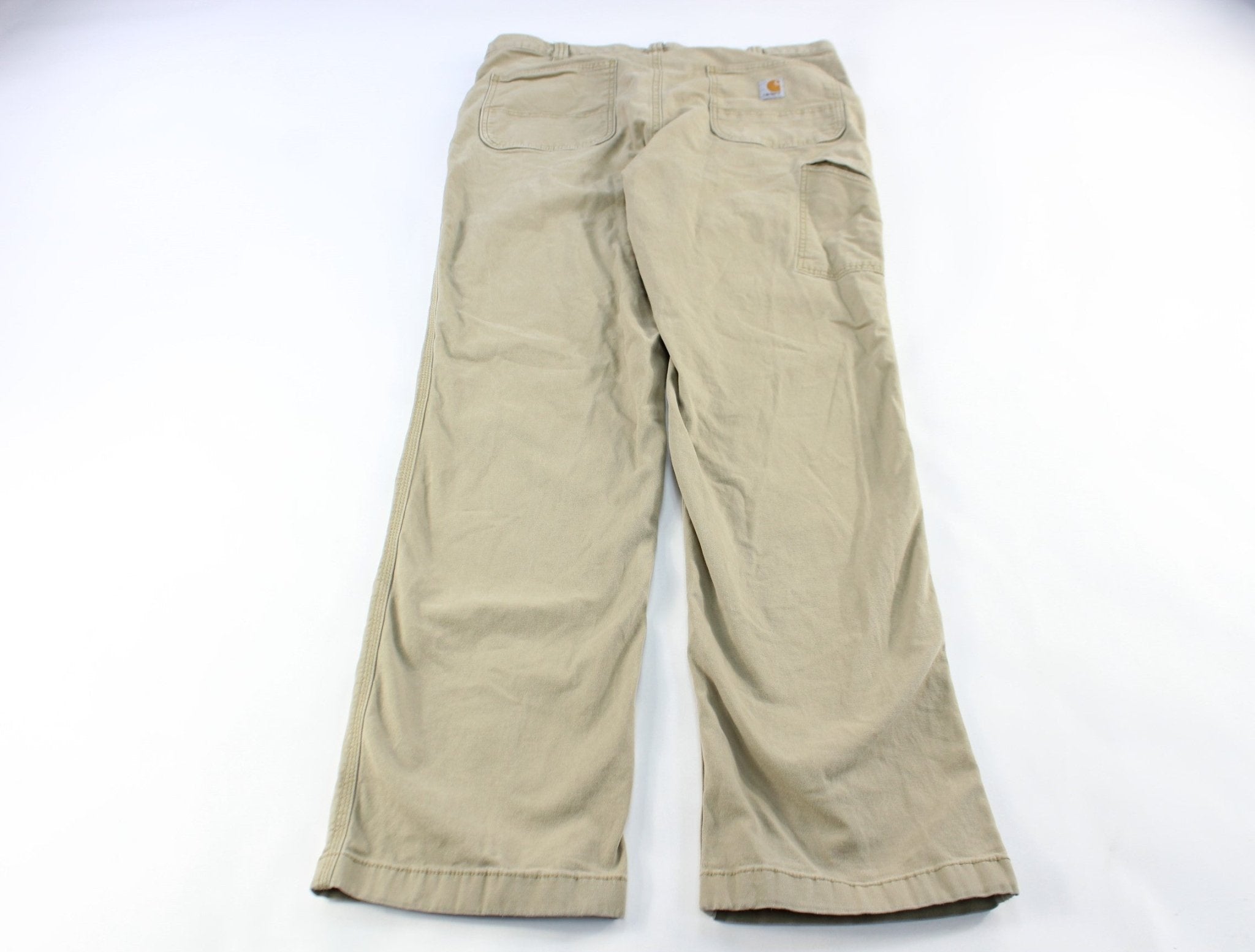 Carhartt Logo Patch Beige Carpenter Pants - ThriftedThreads.com