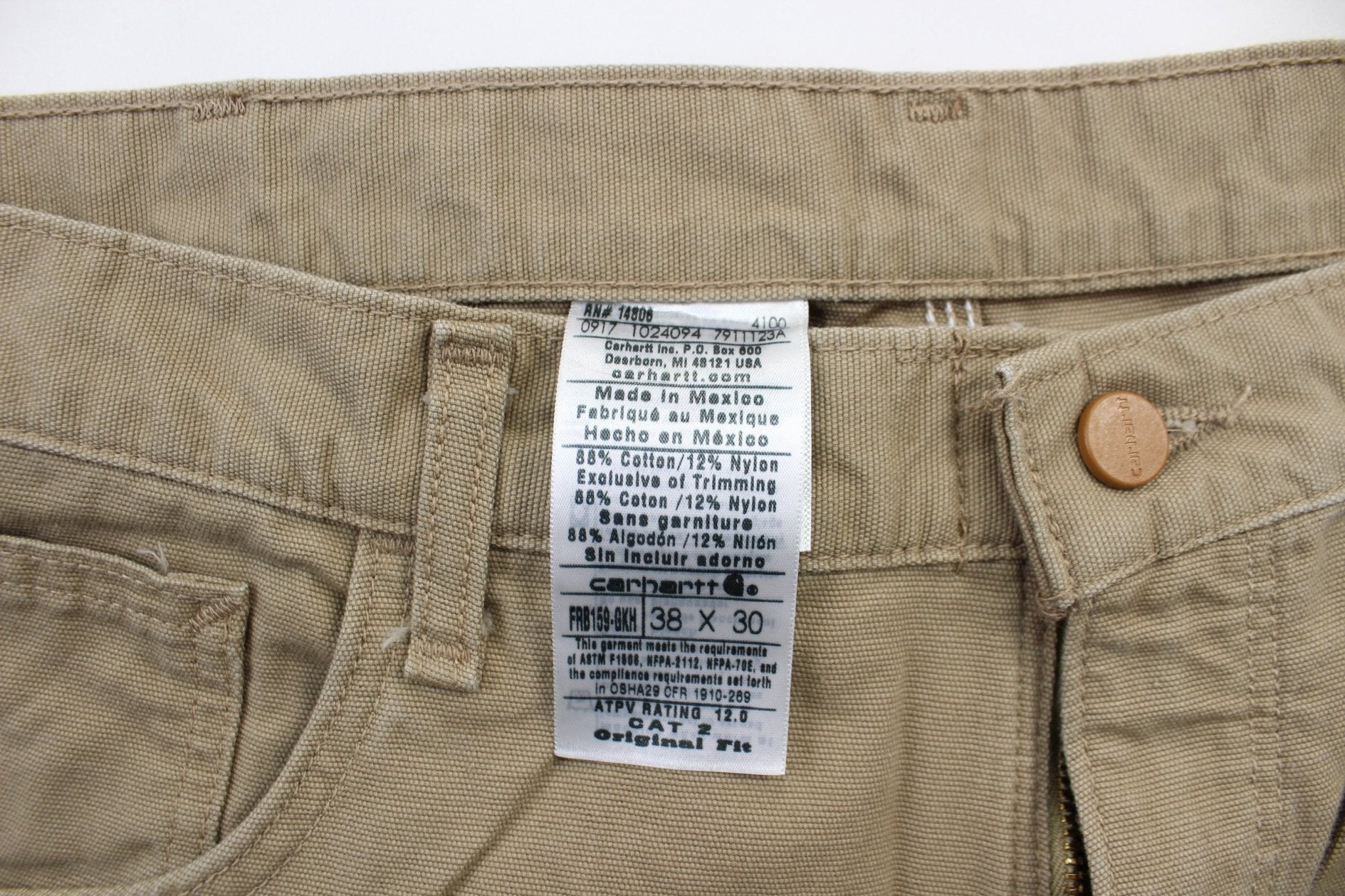 Carhartt Logo Patch Beige Carpenter Pants - ThriftedThreads.com