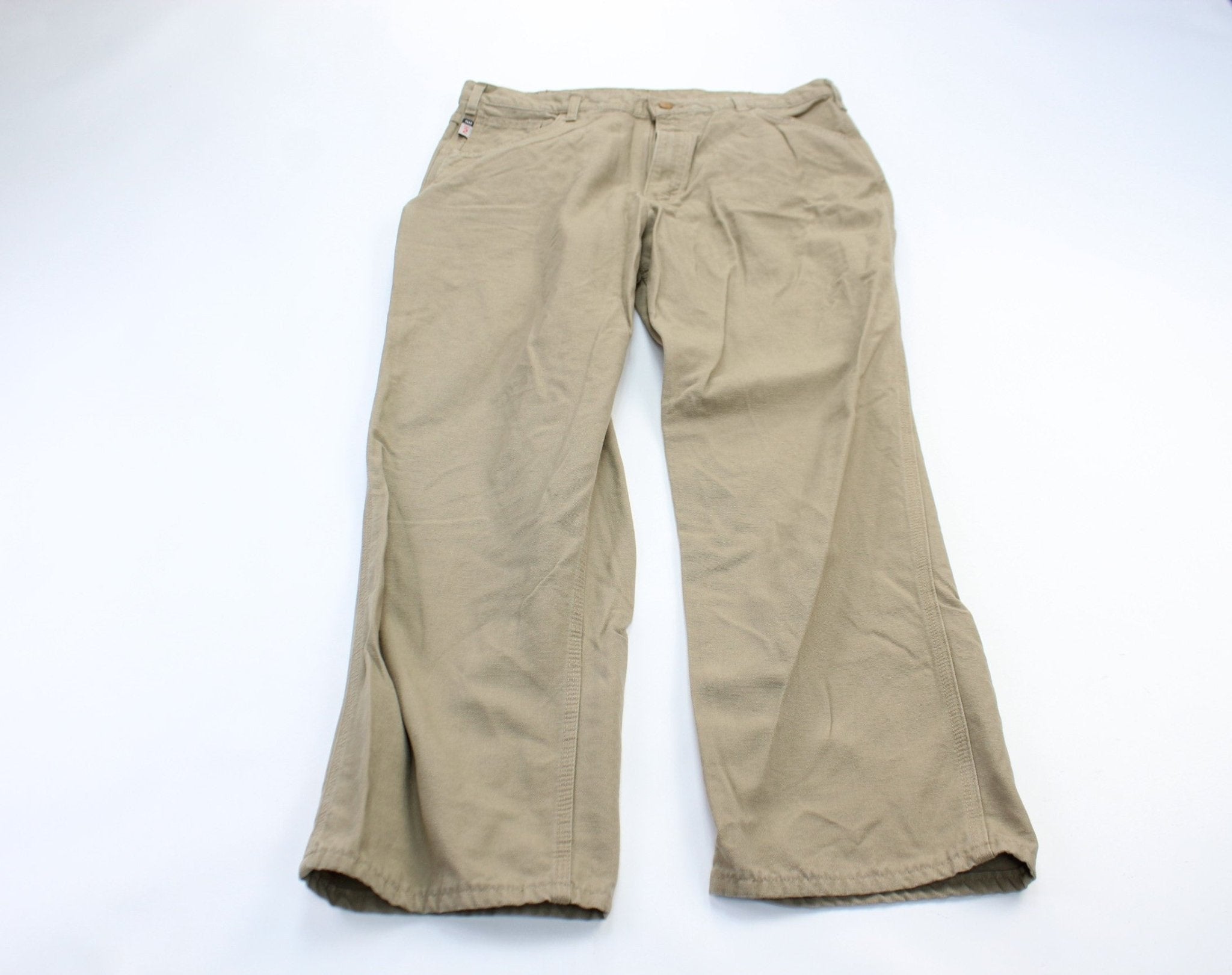 Carhartt Logo Patch Beige Carpenter Pants - ThriftedThreads.com