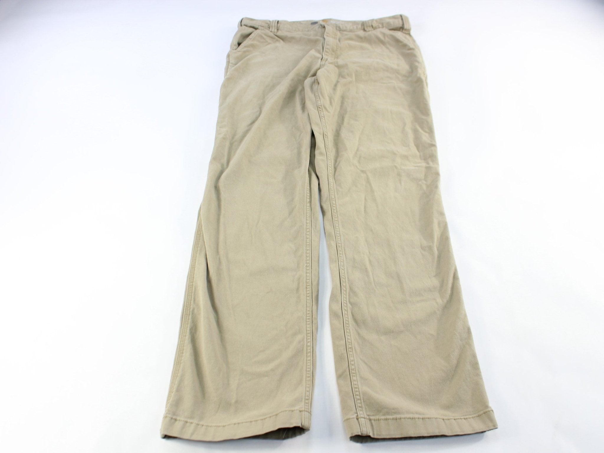 Carhartt Logo Patch Beige Carpenter Pants - ThriftedThreads.com