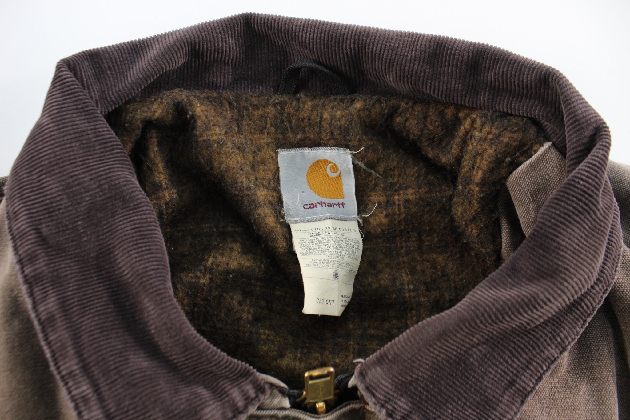 Carhartt Logo Patch Brown Blanket Lined Rancher Jacket - ThriftedThreads.com