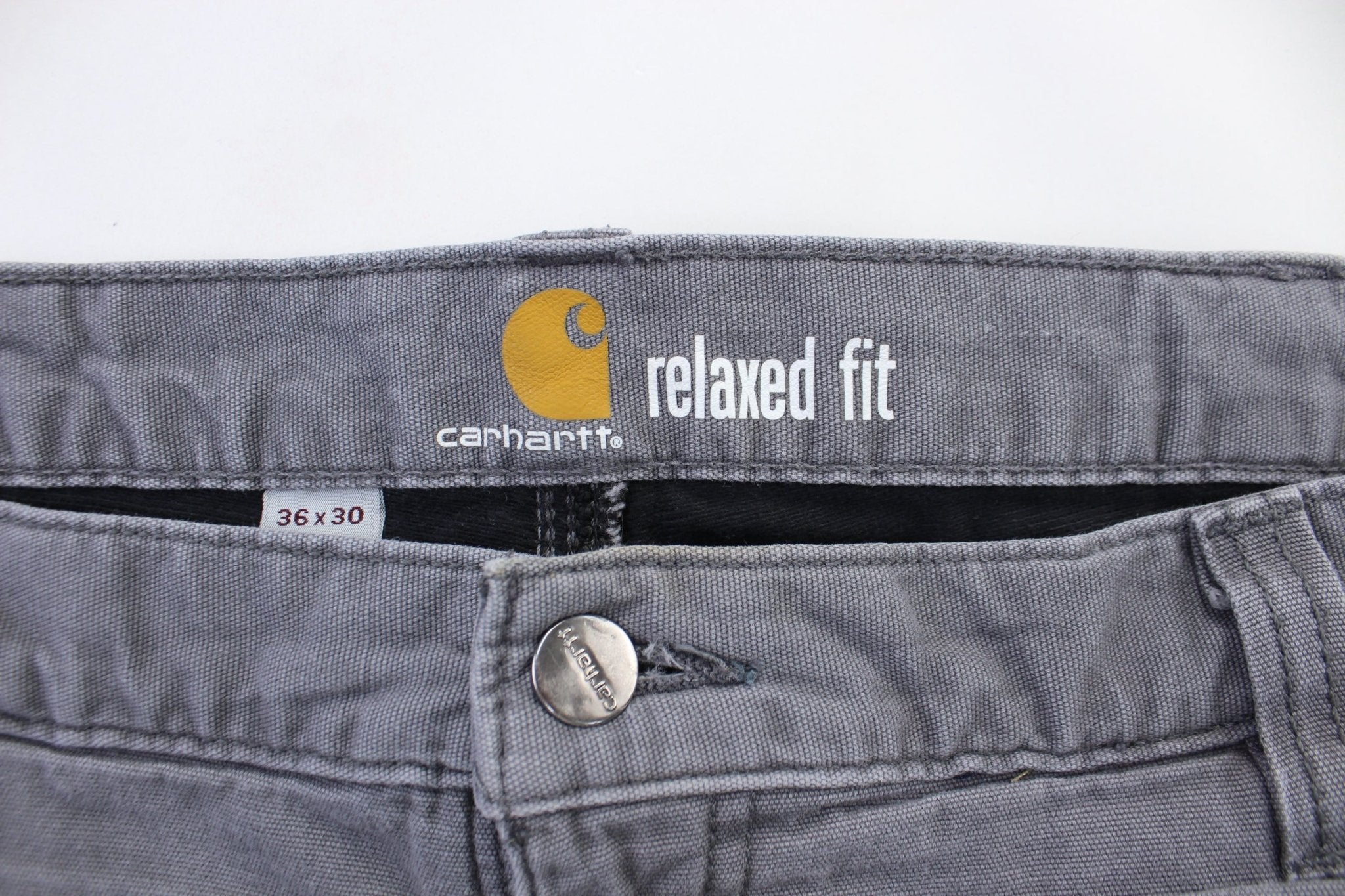 Carhartt Logo Patch Grey Carpenter Pants - ThriftedThreads.com