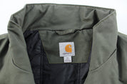 Carhartt Logo Patch Olive Green Zip Up Jacket - ThriftedThreads.com