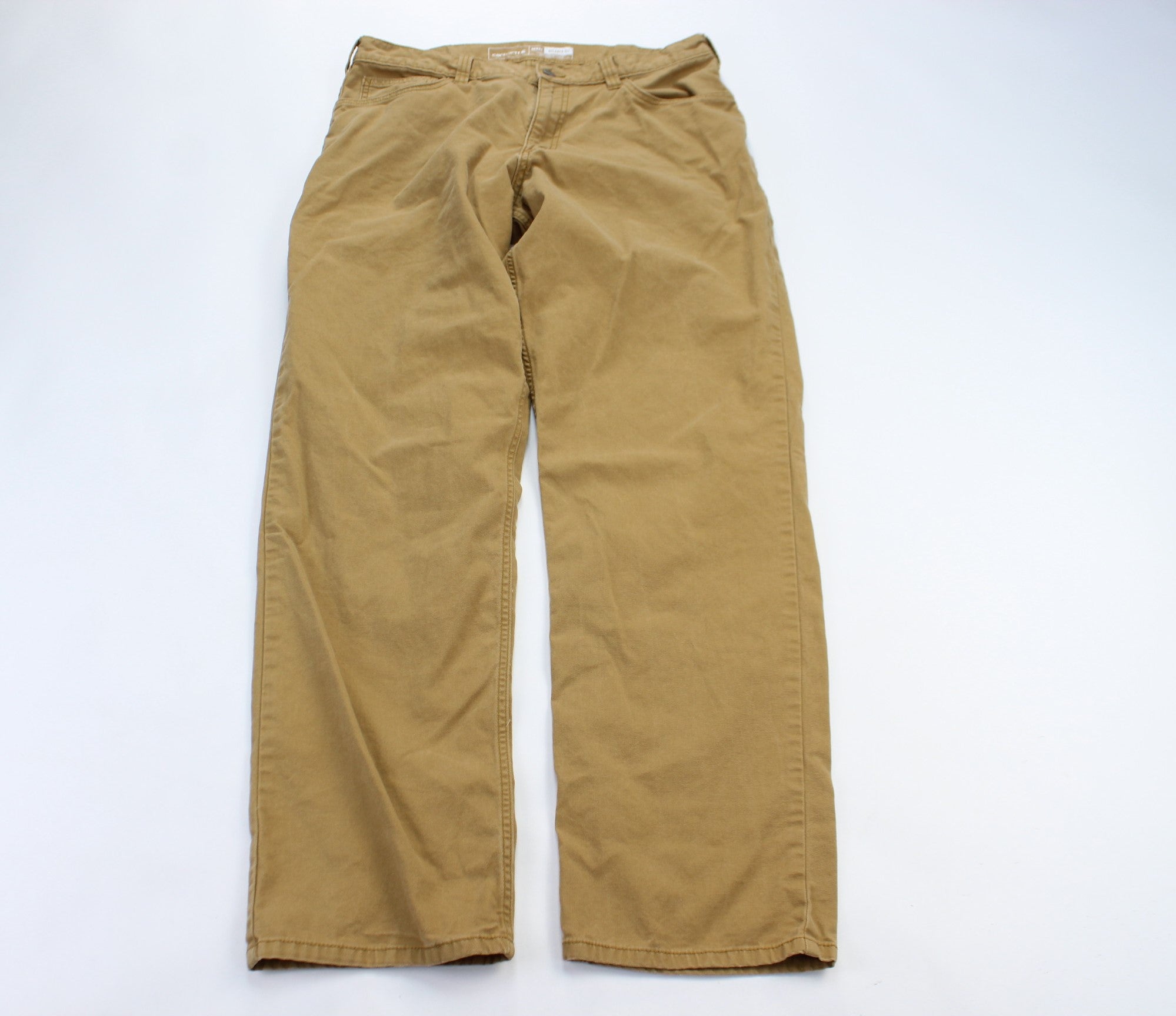Carhartt Logo Patch Tan Carpenter Pants - ThriftedThreads.com