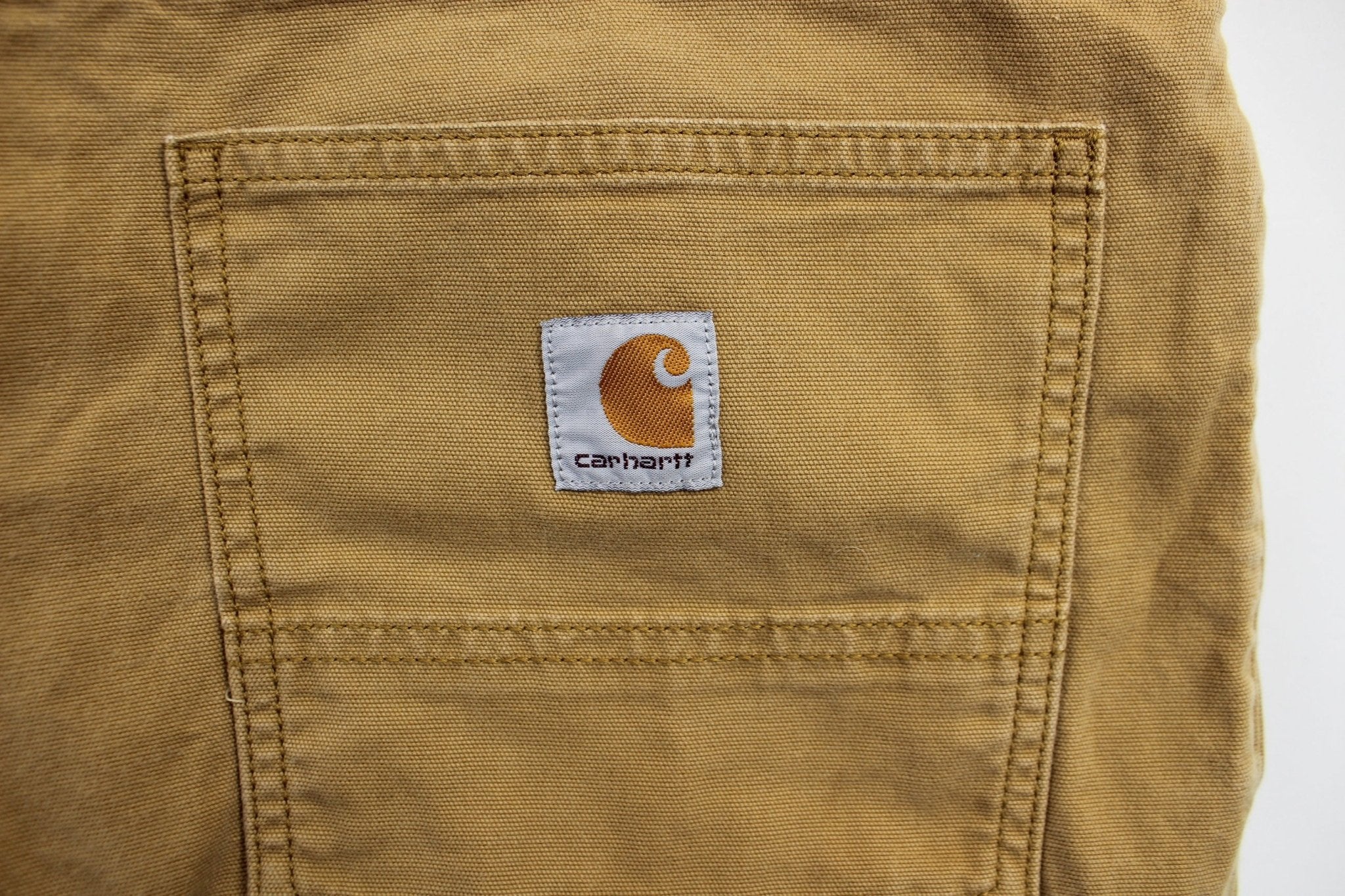Carhartt Logo Patch Tan Carpenter Pants - ThriftedThreads.com