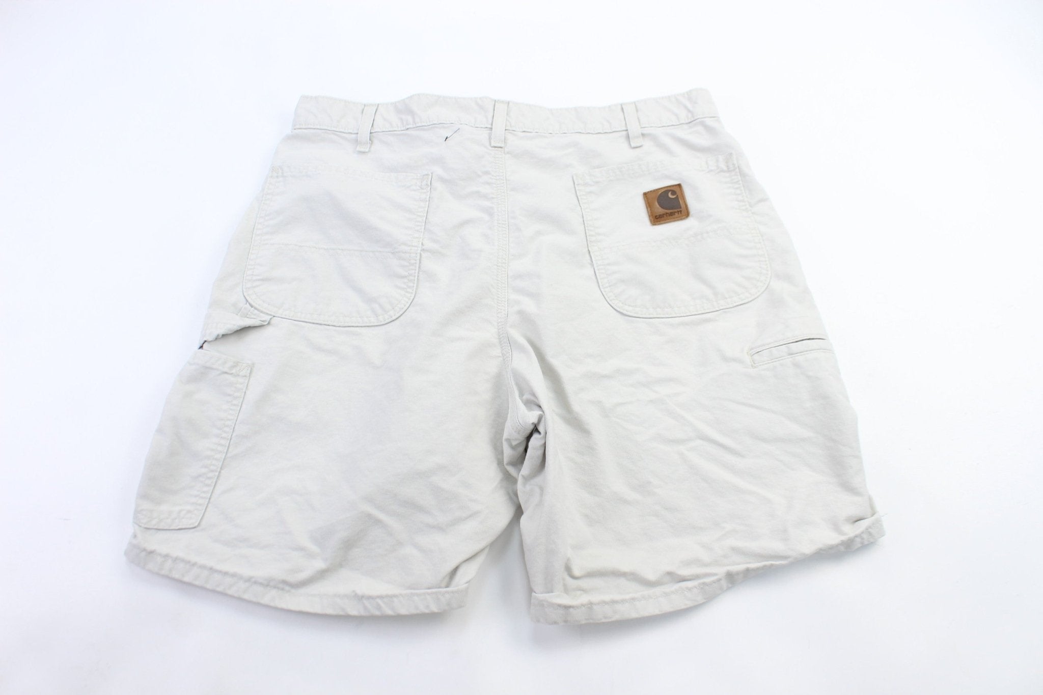 Carhartt Logo Patch White Cargo Shorts - ThriftedThreads.com