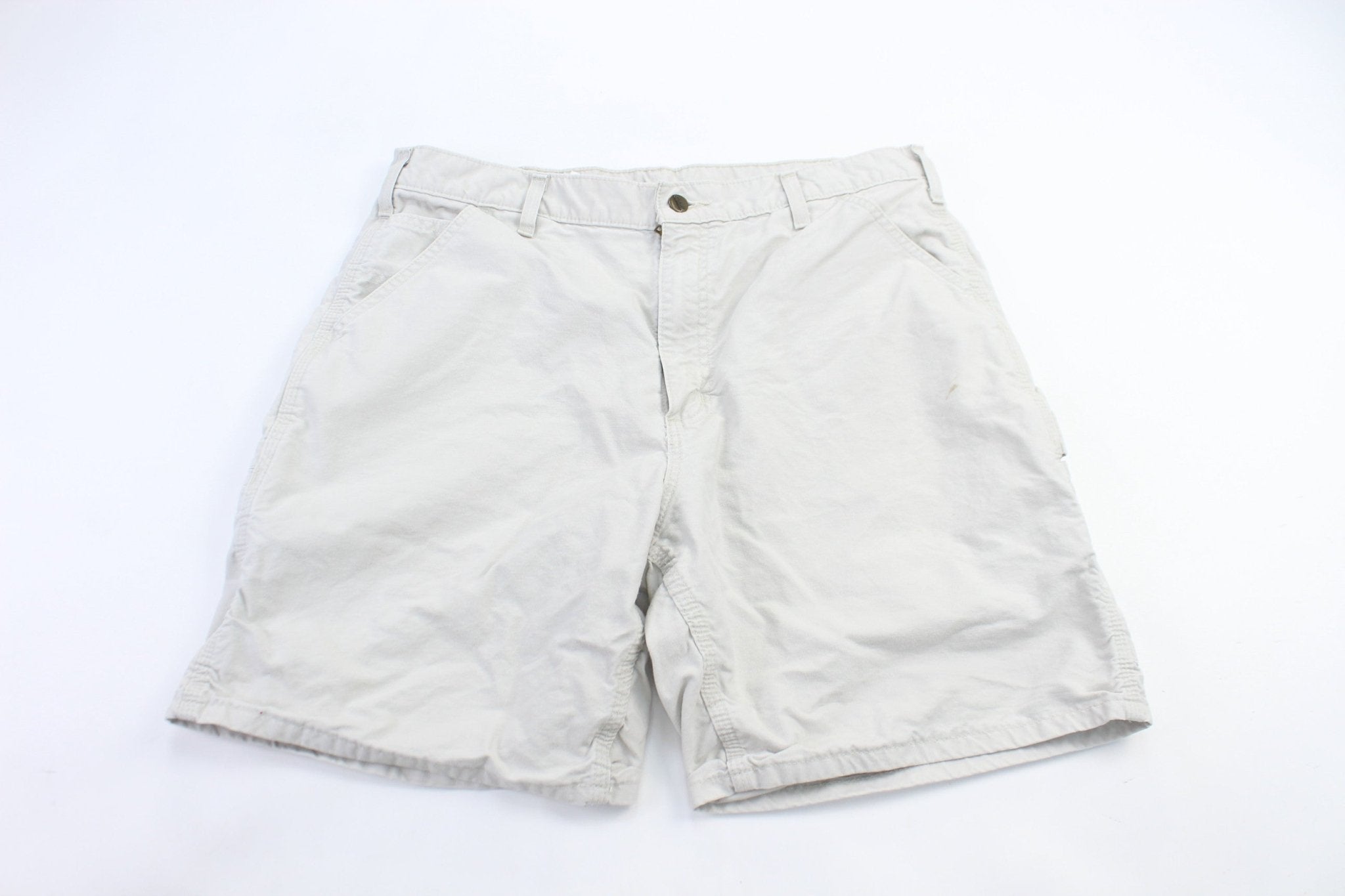 Carhartt Logo Patch White Cargo Shorts - ThriftedThreads.com