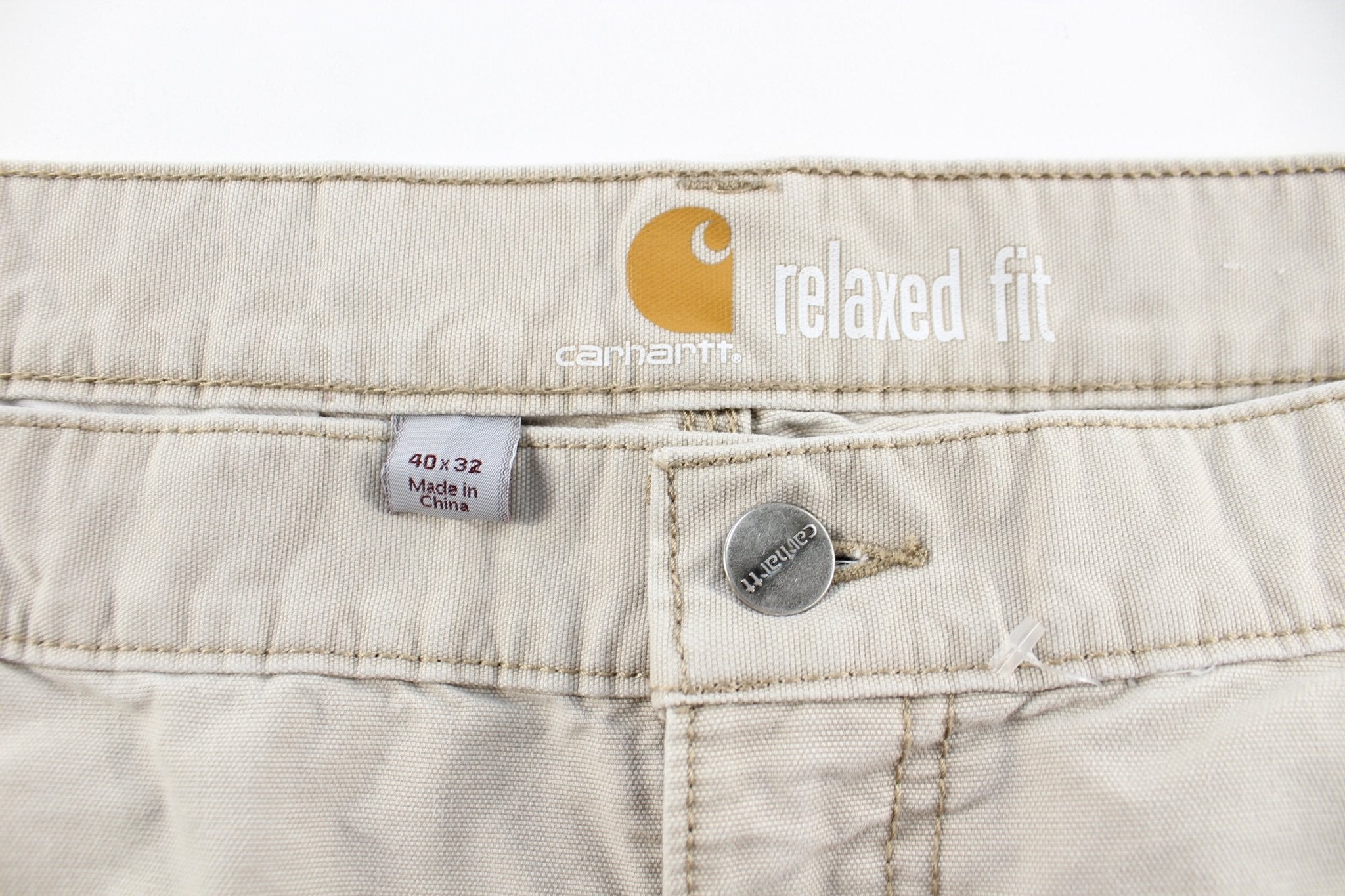 Carhartt Logo Patch White Pants - ThriftedThreads.com