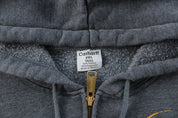 Carhartt Spellout Grey Zip Up Jacket - ThriftedThreads.com