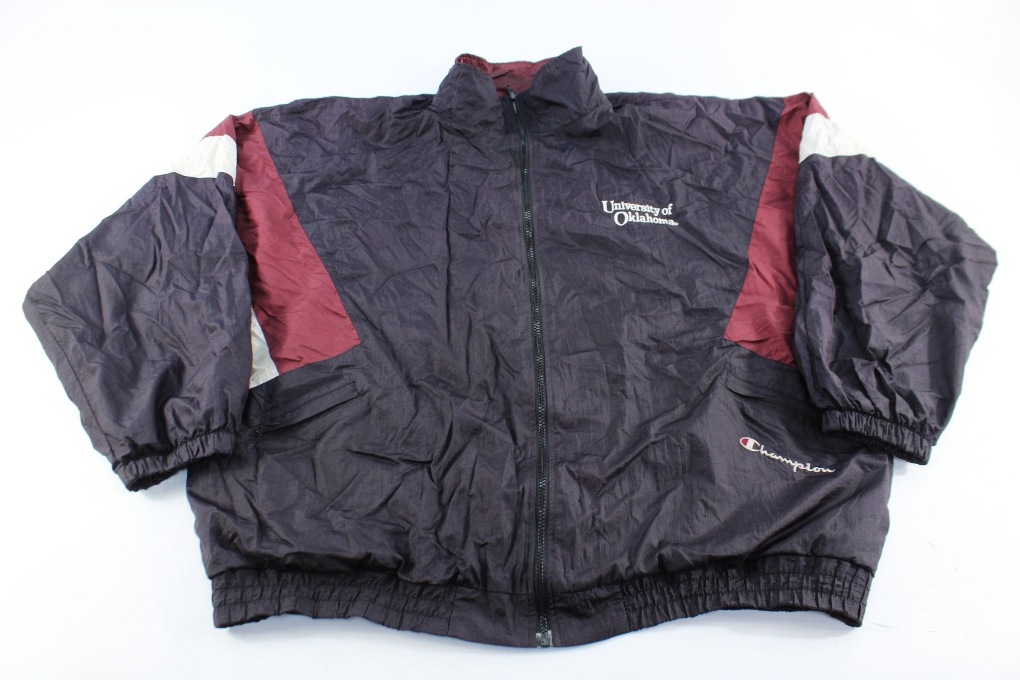 Champion Embroidered Logo University of Oklahoma Zip Up Jacket - ThriftedThreads.com