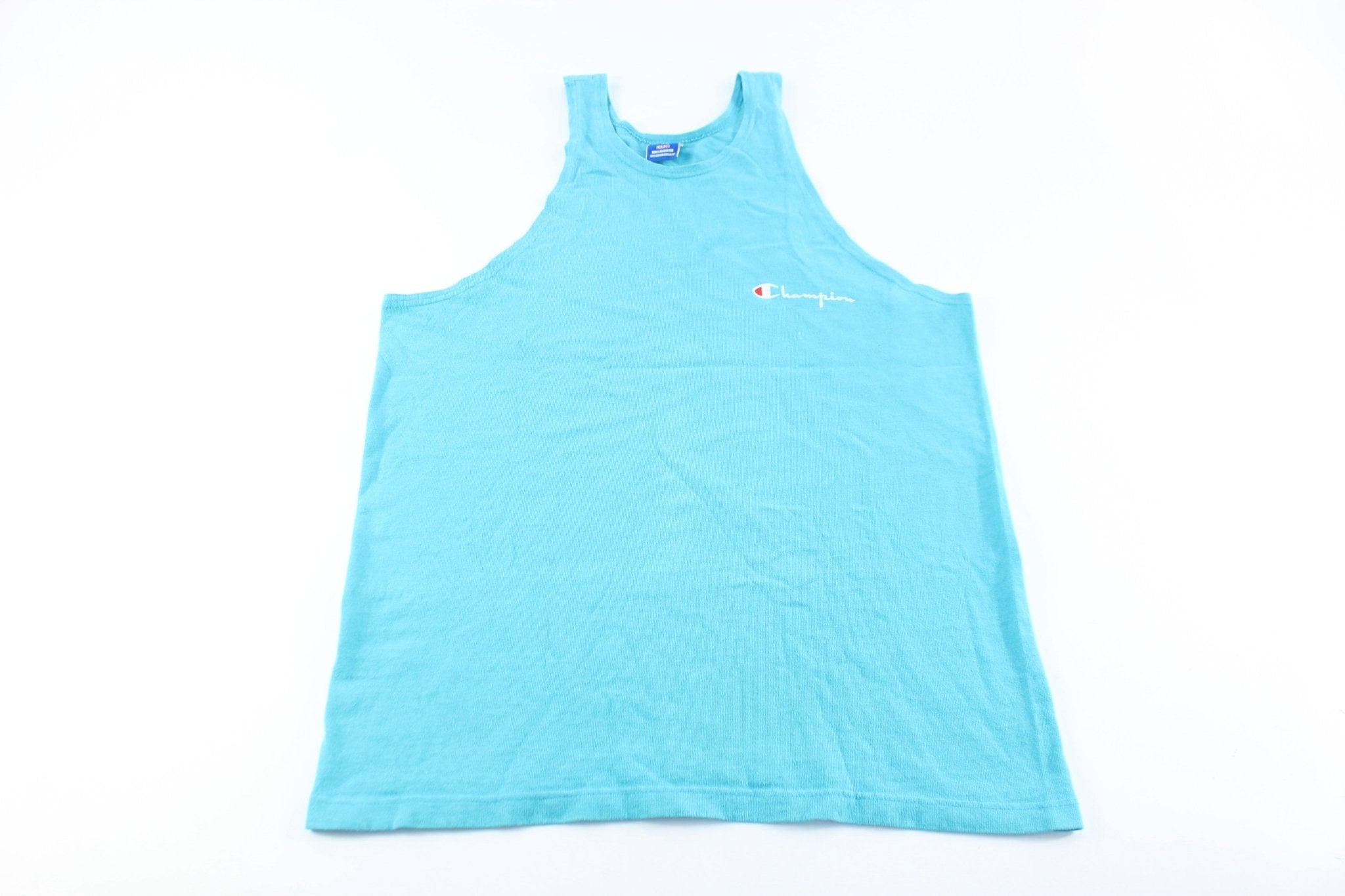 Champion Logo Light Blue Tank Top - ThriftedThreads.com