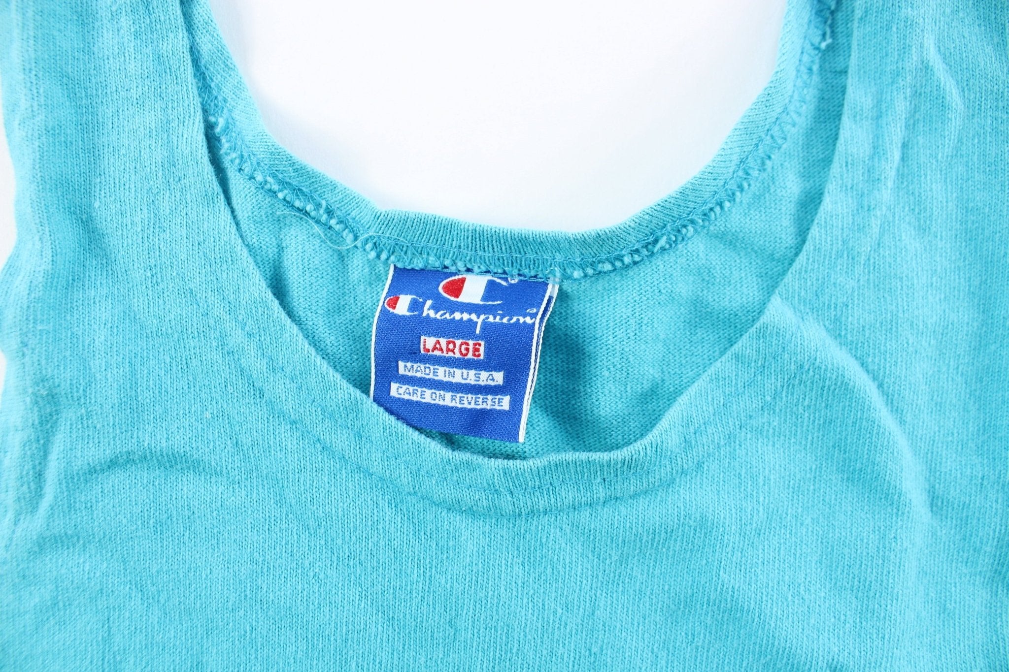 Champion Logo Light Blue Tank Top - ThriftedThreads.com