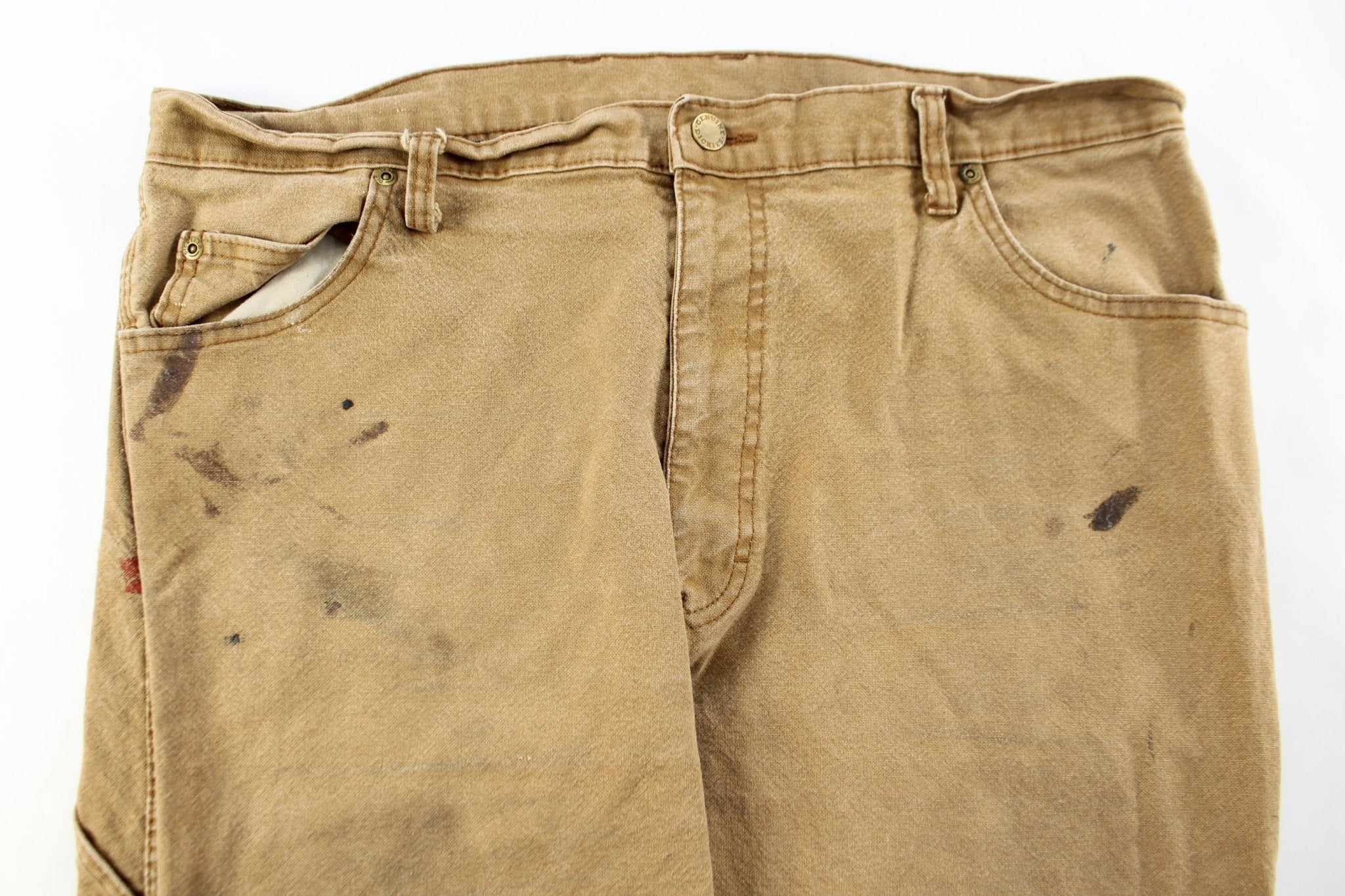 Dickie's Logo Patch Tan Carpenter Pants - ThriftedThreads.com