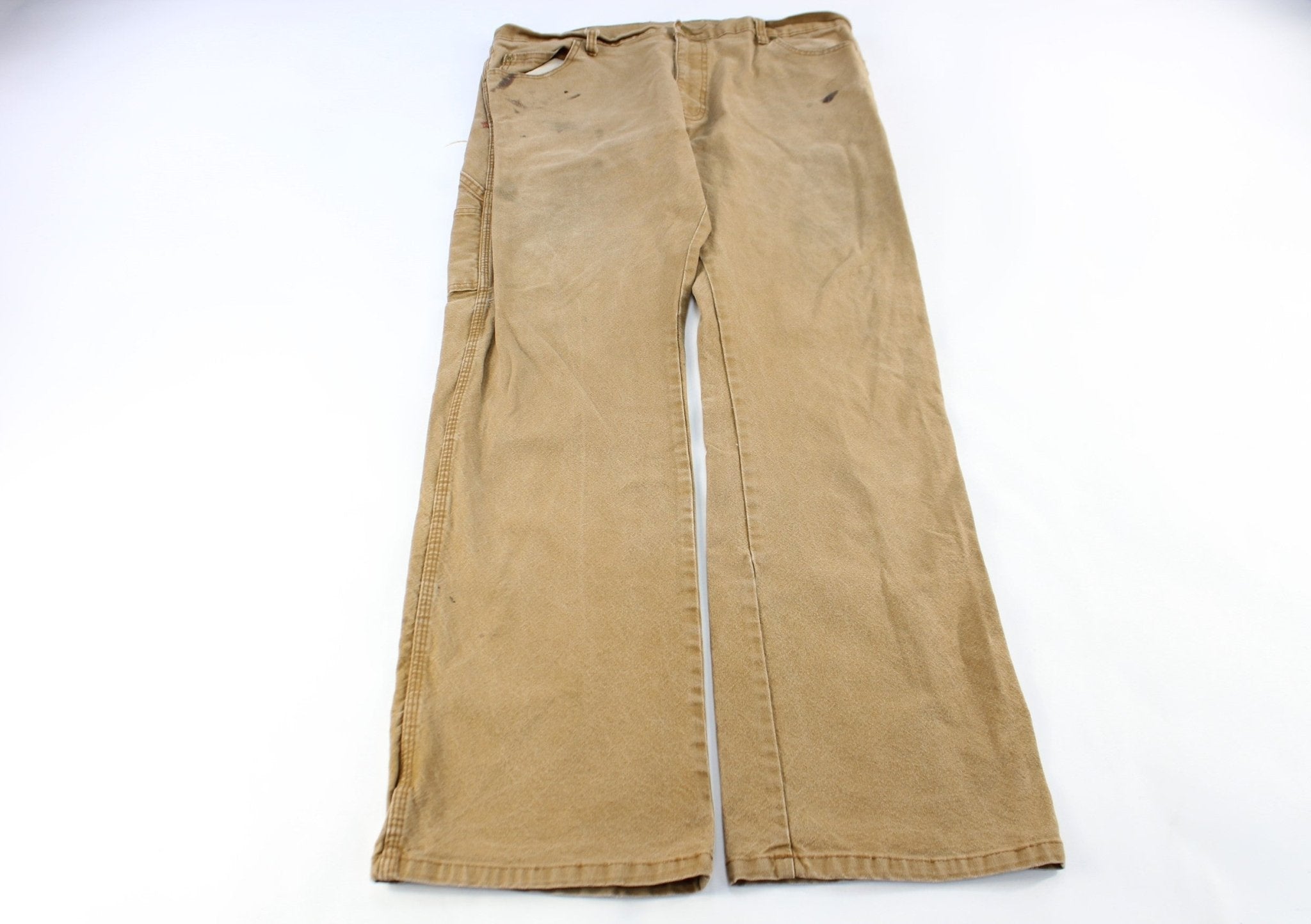 Dickie's Logo Patch Tan Carpenter Pants - ThriftedThreads.com