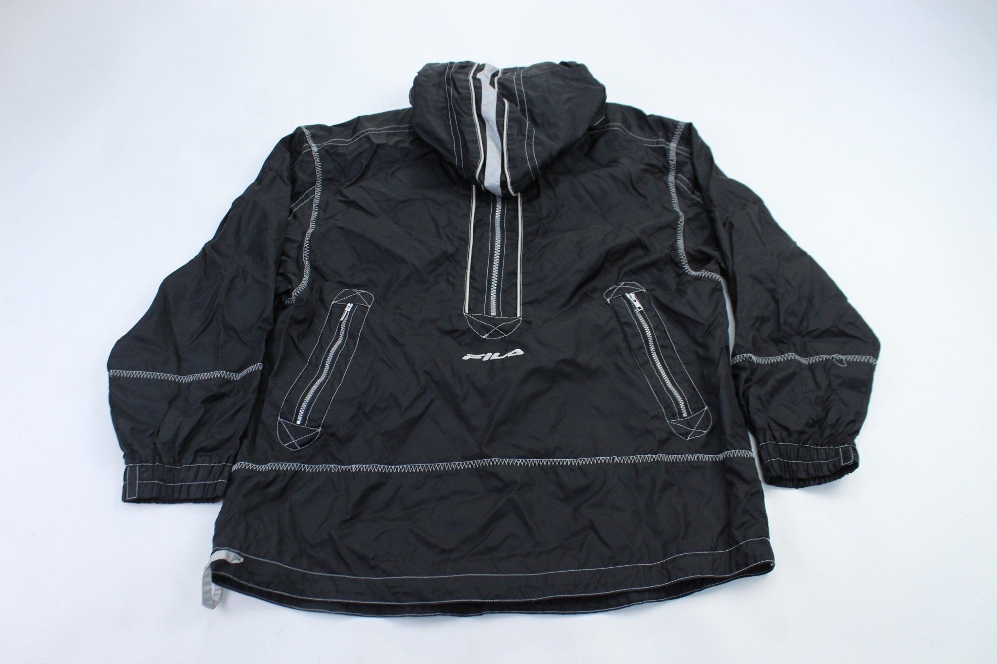 Fila Embroidered Logo Black & White Jacket - Jackets - Thrifted Threads