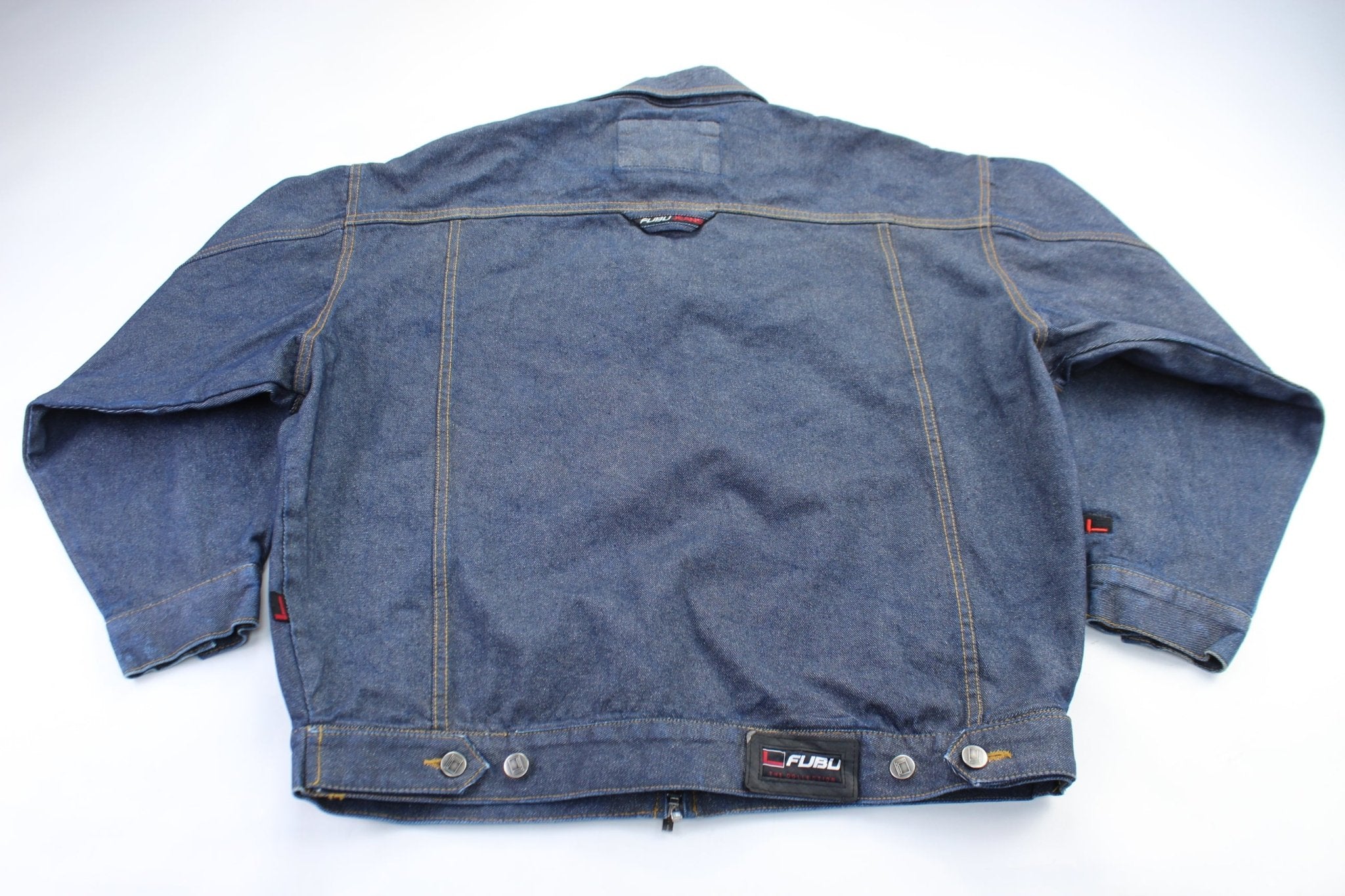 FUBU Dark Wash Denim Zip Up Jacket - ThriftedThreads.com