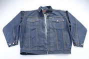 FUBU Dark Wash Denim Zip Up Jacket - ThriftedThreads.com