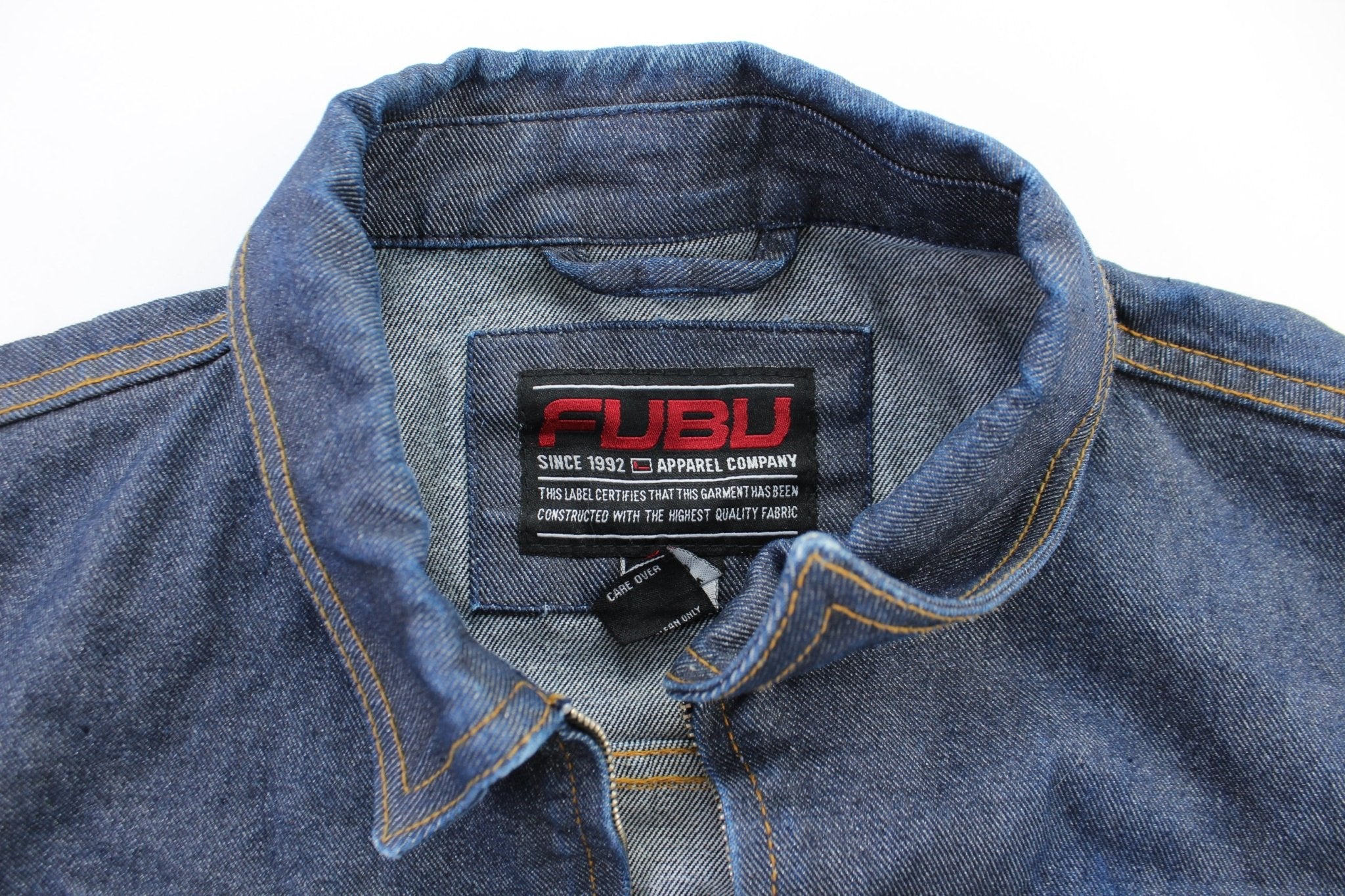 FUBU Dark Wash Denim Zip Up Jacket - ThriftedThreads.com