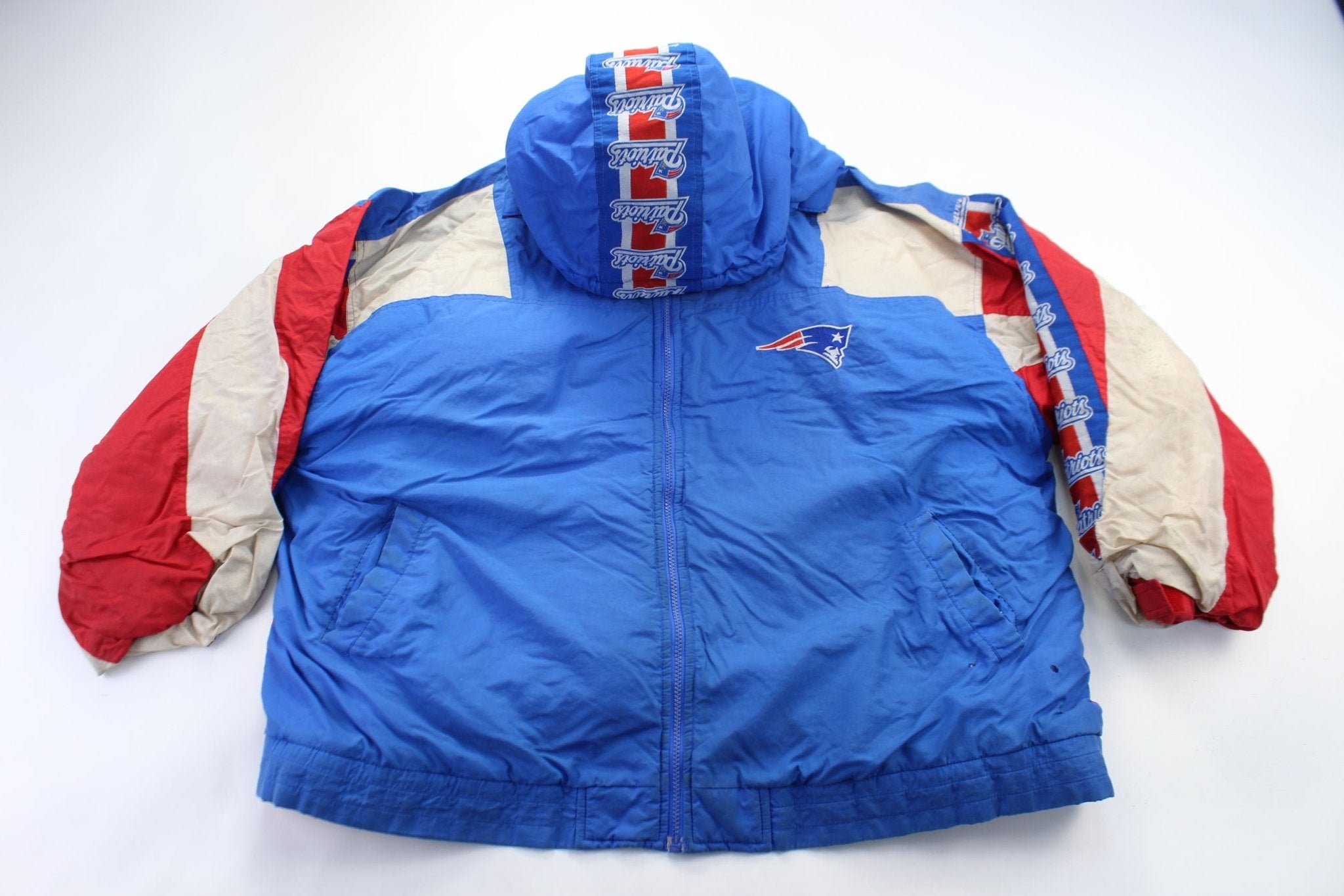 Game Day Embroidered New England Patriots Zip Up Jacket - ThriftedThreads.com