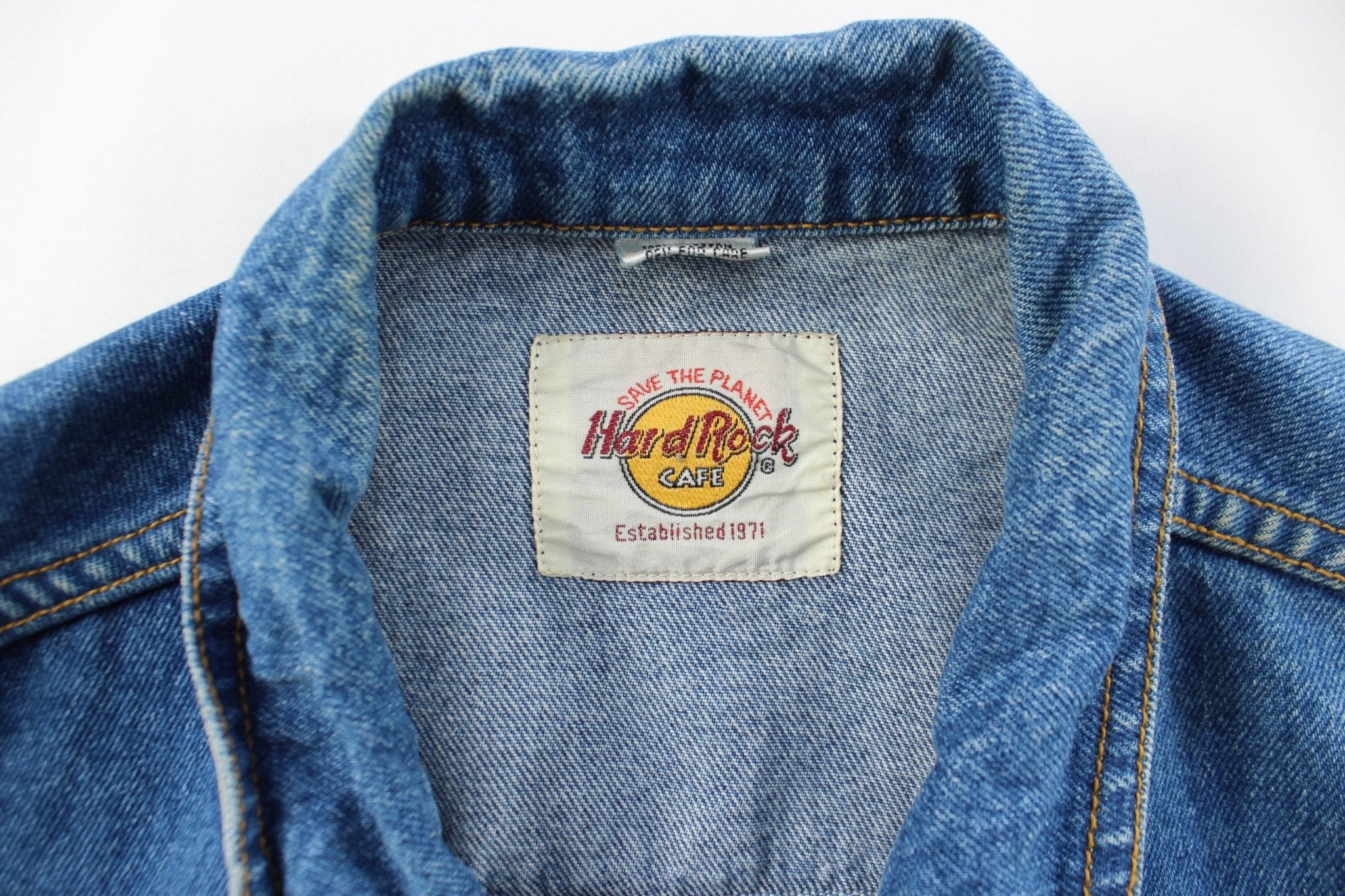 Hard Rock Cafe Embroidered Beijing Denim Jacket - ThriftedThreads.com