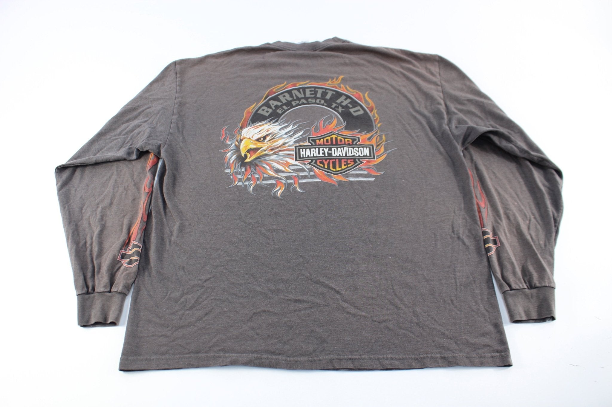 Harley Davidson Motorcycles El Paso, Texas Flame LS T-Shirt - ThriftedThreads.com