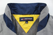 Hilfiger Athletics Embroidered Navy Blue & Grey Zip Up Jacket - ThriftedThreads.com