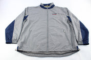 Hilfiger Athletics Embroidered Navy Blue & Grey Zip Up Jacket - ThriftedThreads.com