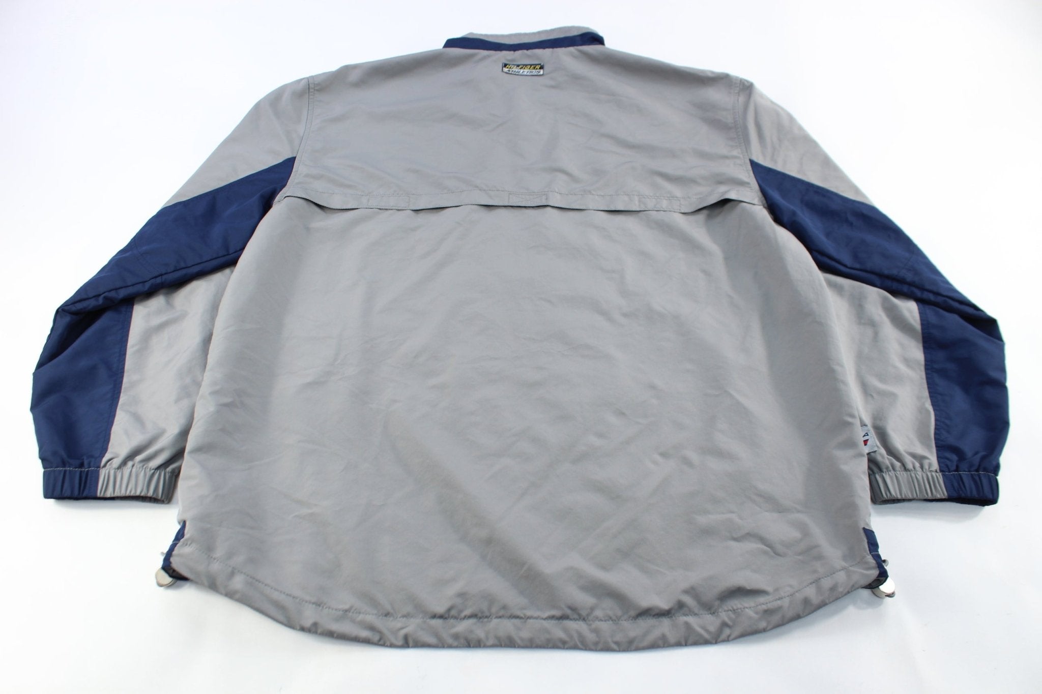 Hilfiger Athletics Embroidered Navy Blue & Grey Zip Up Jacket - ThriftedThreads.com