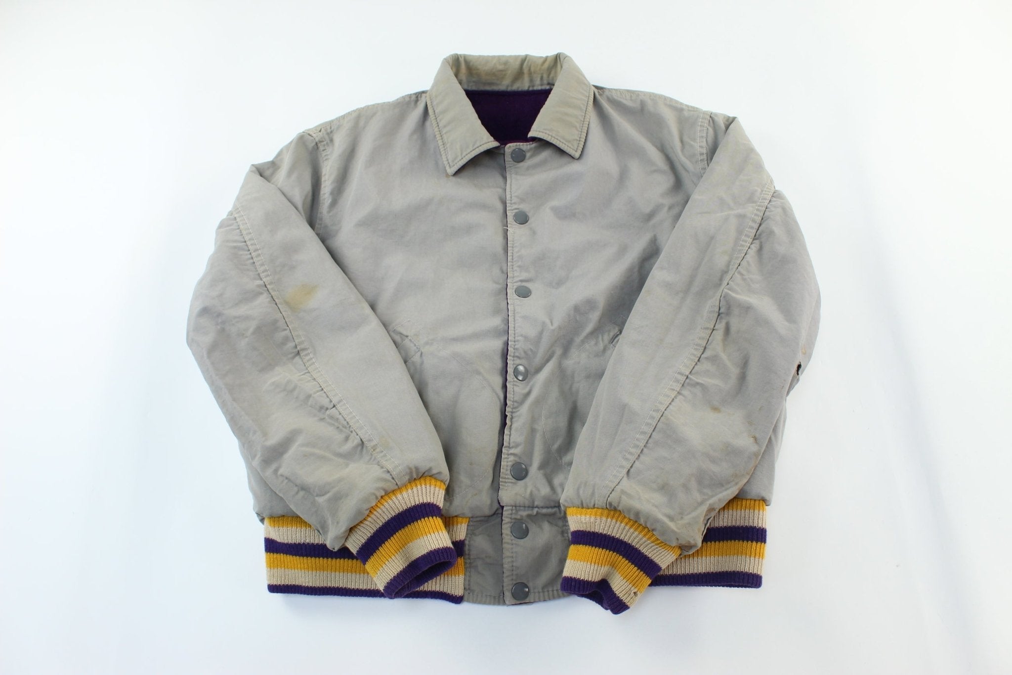 Howe Athletic Apparel Purple & Gold Reversible Varsity Jacket - ThriftedThreads.com