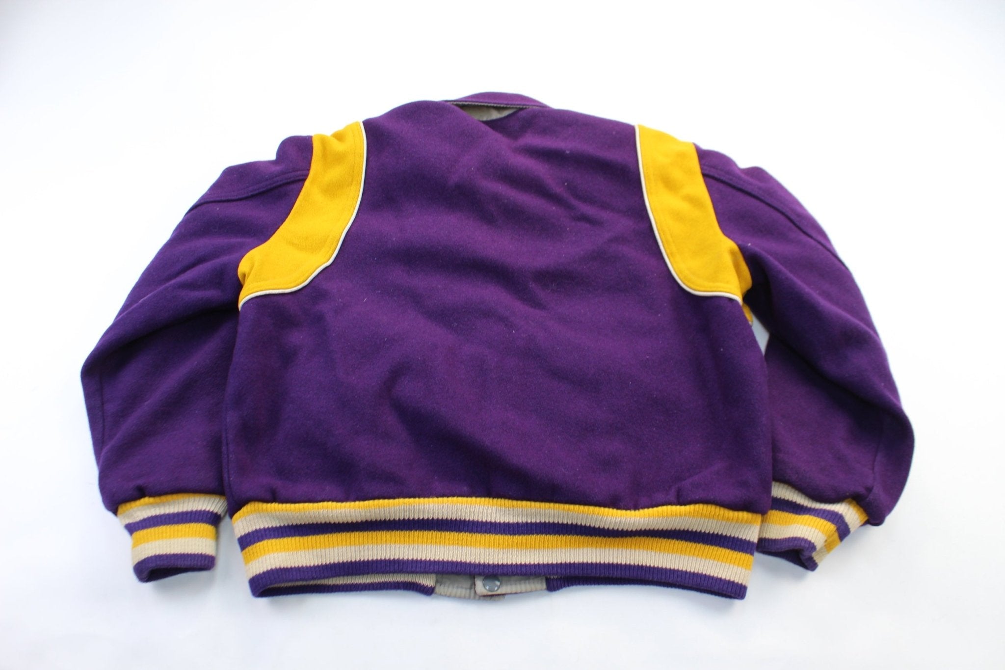 Howe Athletic Apparel Purple & Gold Reversible Varsity Jacket - ThriftedThreads.com