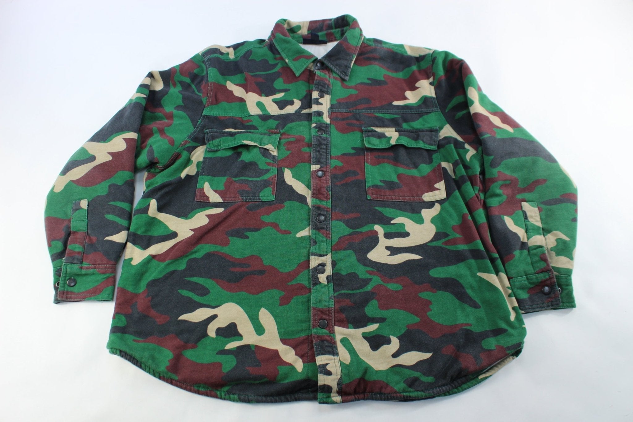 KingSize Military Camo Thermal Button Down - ThriftedThreads.com