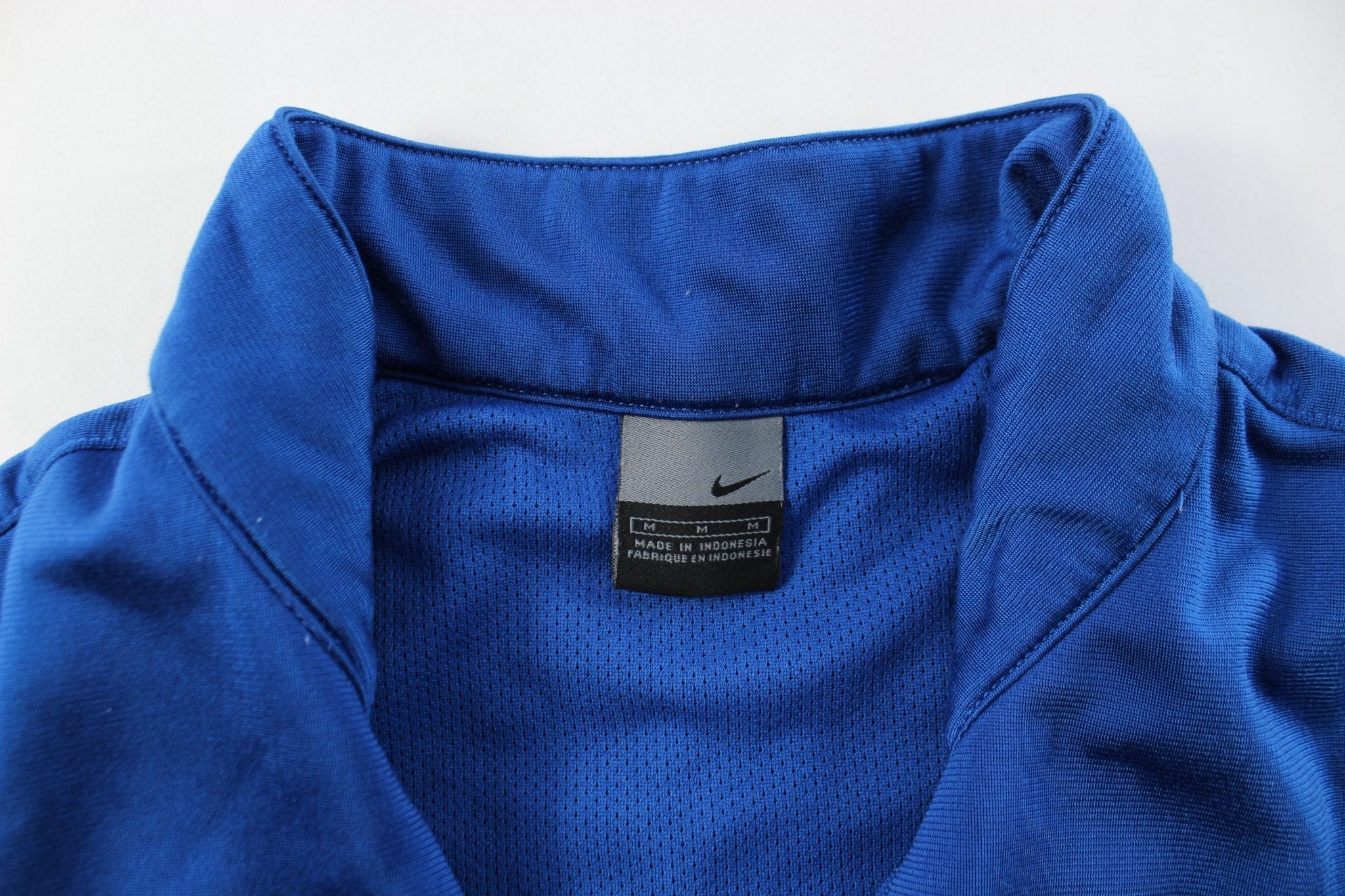 Nike Embroidered Logo Blue Athletic Warm Up Jersey - ThriftedThreads.com