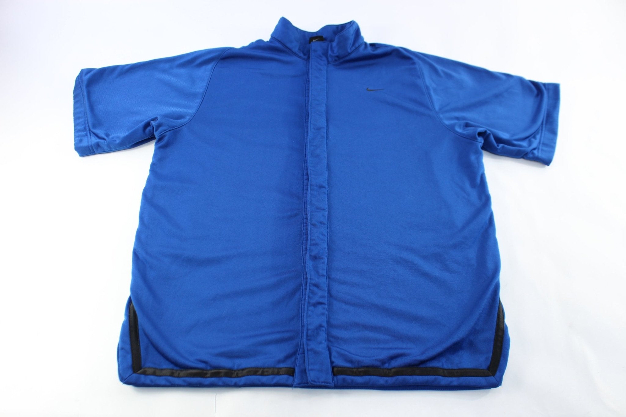 Nike Embroidered Logo Blue Athletic Warm Up Jersey - ThriftedThreads.com