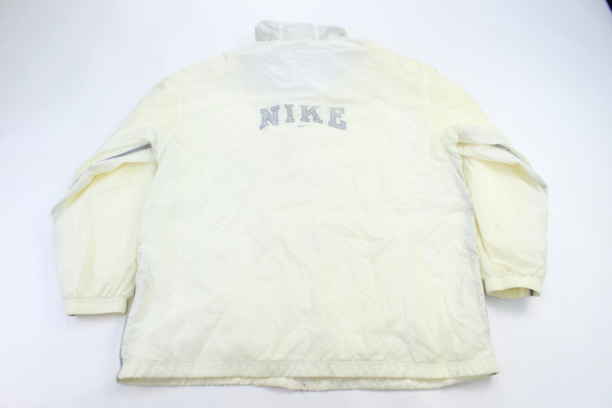Nike Embroidered Logo White Zip Up Jacket - ThriftedThreads.com