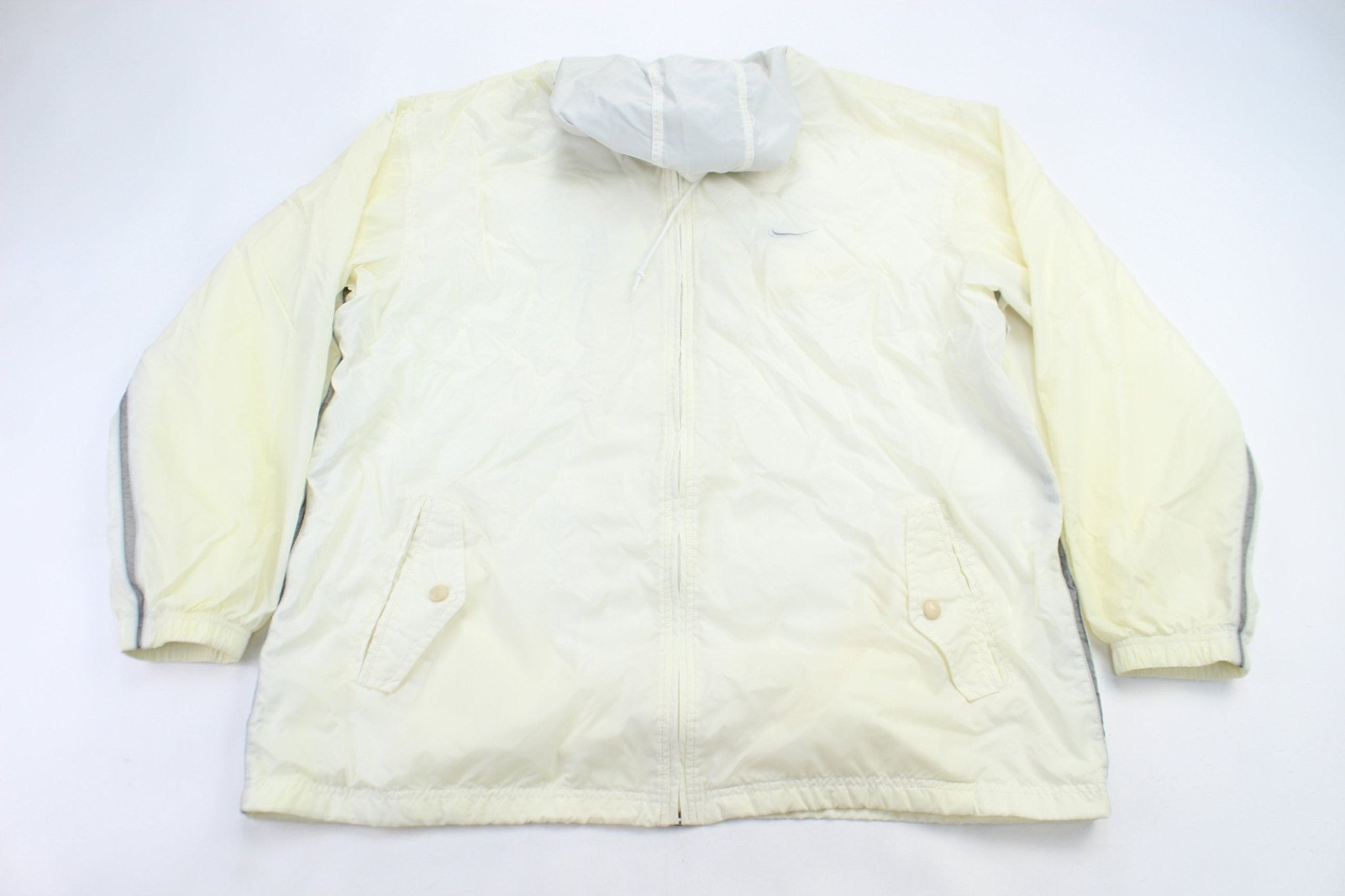 Nike Embroidered Logo White Zip Up Jacket - ThriftedThreads.com