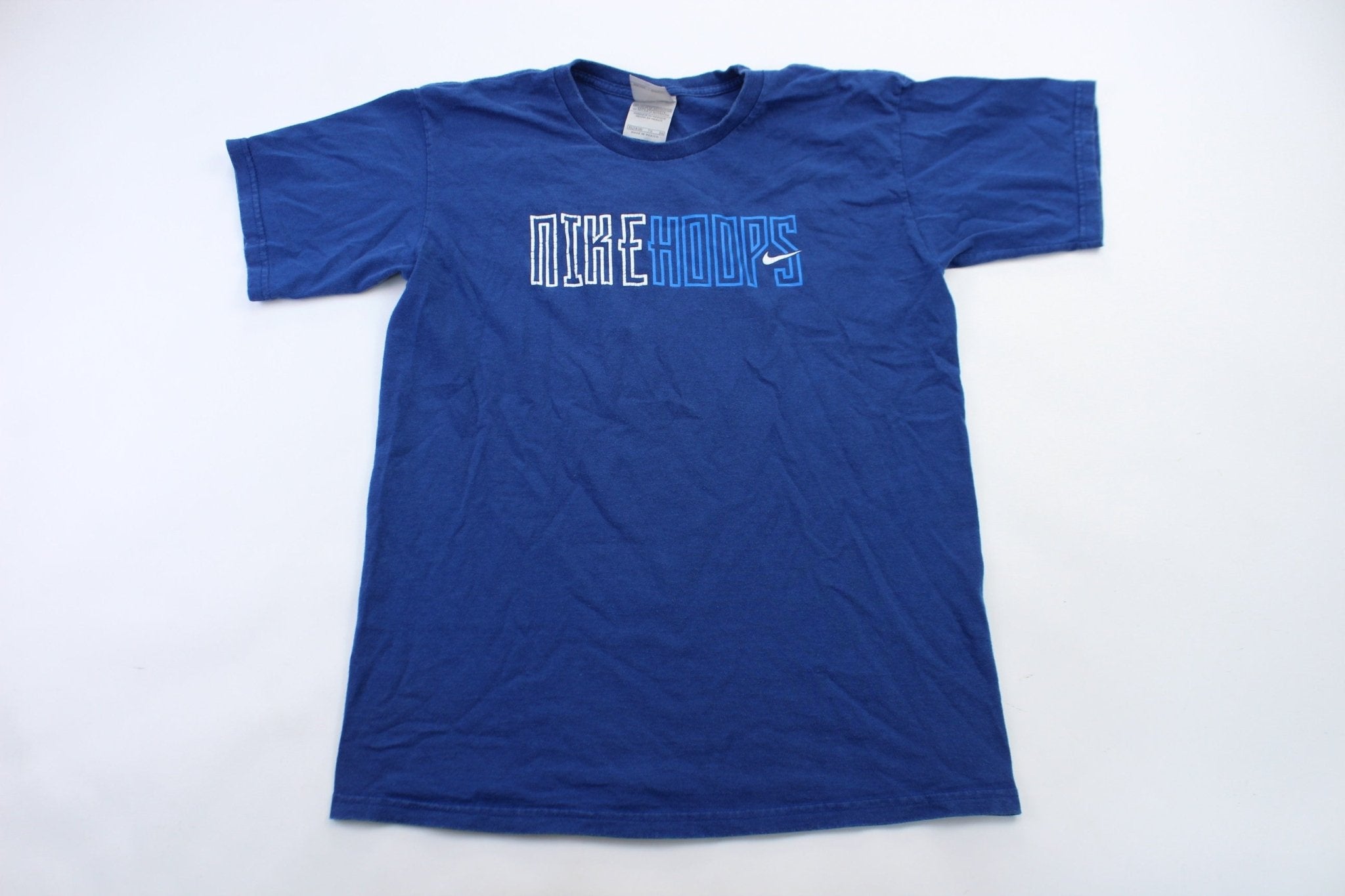 Nike Hoops Logo Blue Graphic T-Shirt - ThriftedThreads.com