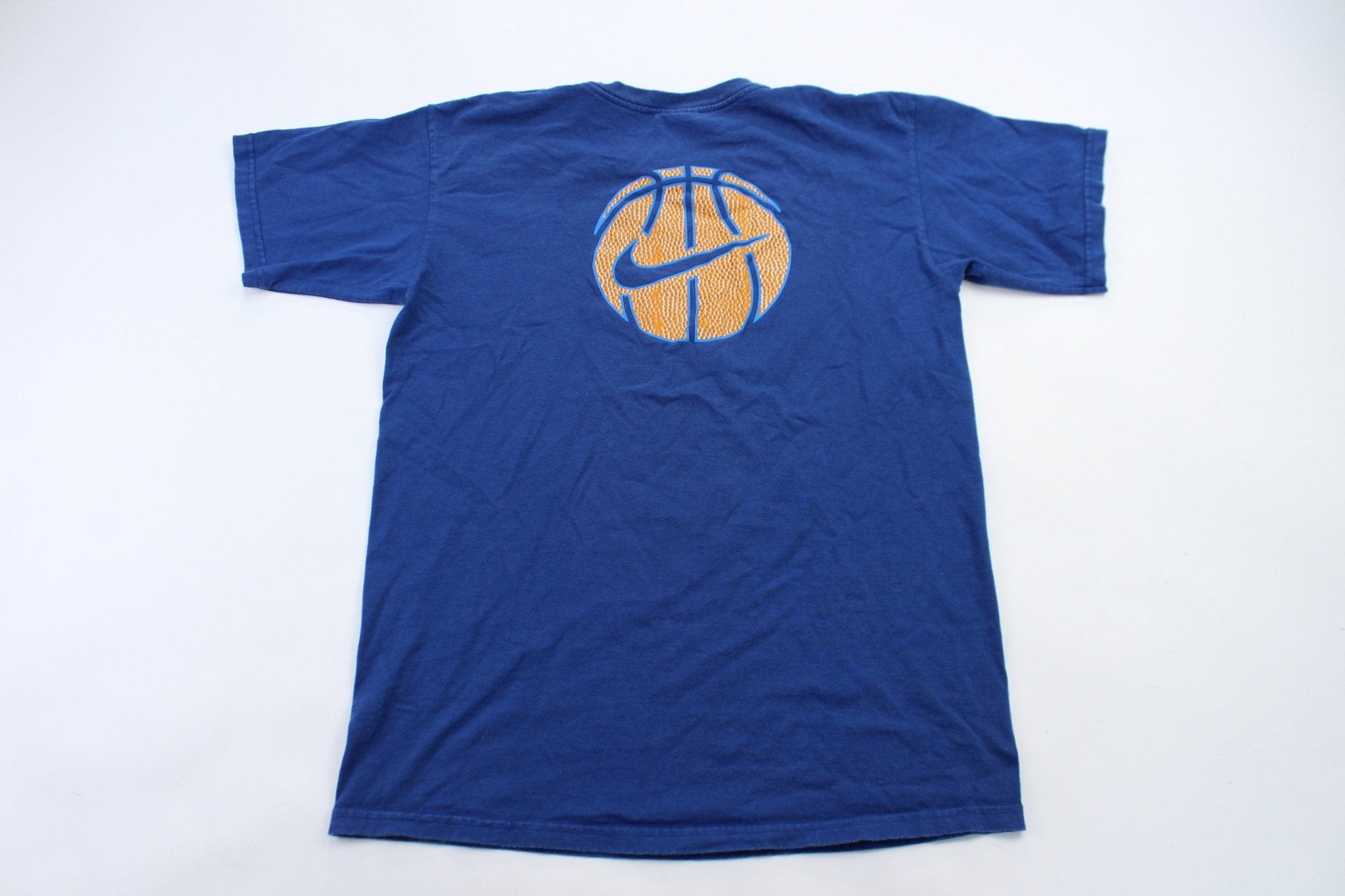 Nike Hoops Logo Blue Graphic T-Shirt - ThriftedThreads.com
