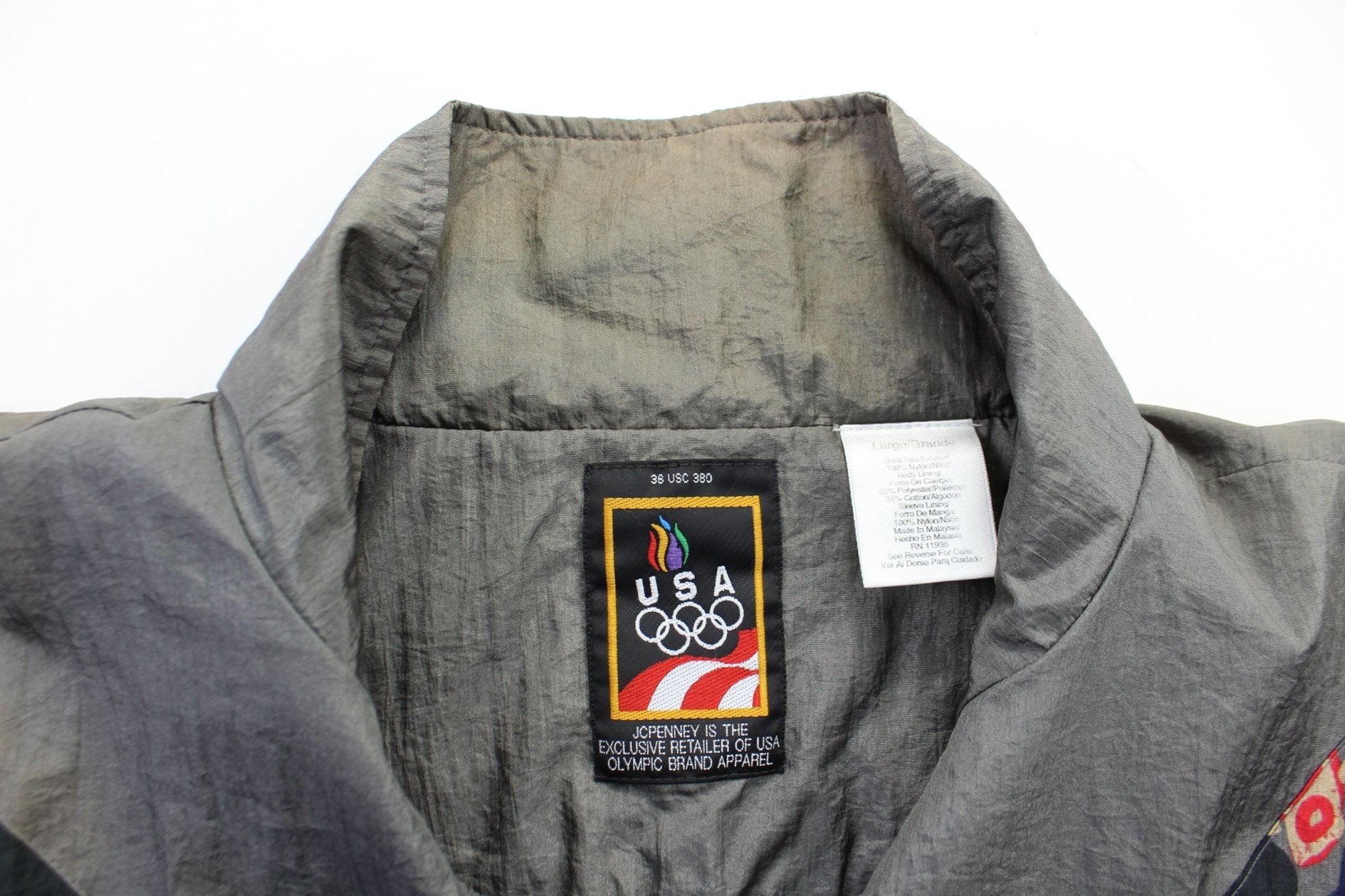 Olympics Colorful Windbreaker Zip Up Jacket - ThriftedThreads.com
