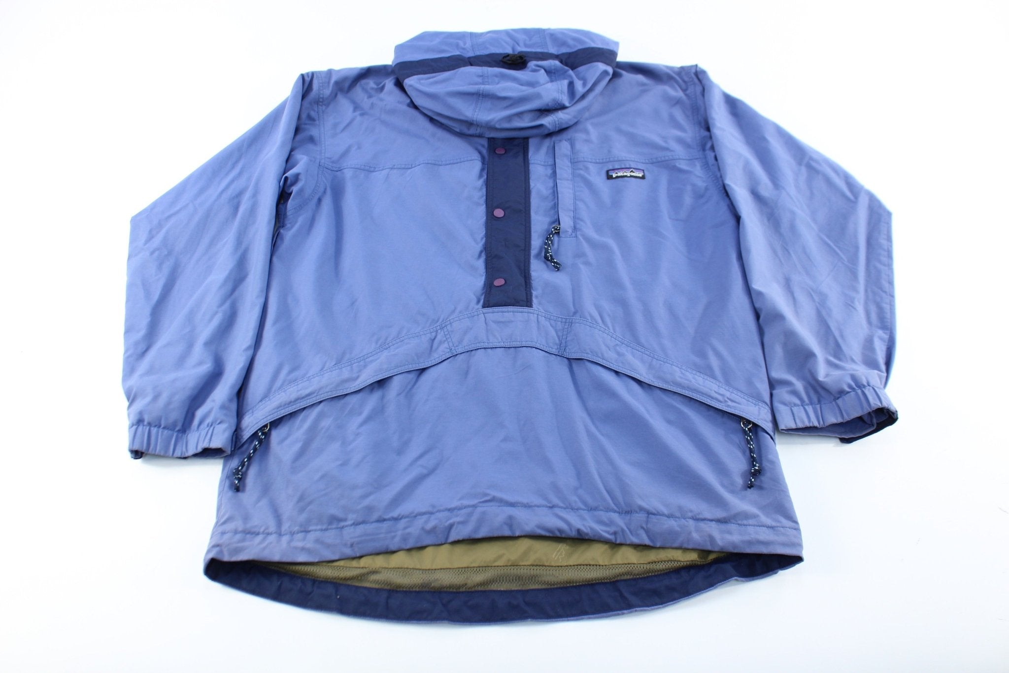 Patagonia Logo Patch Blue Pullover Jacket - ThriftedThreads.com
