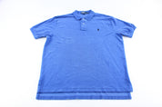 Polo by Ralph Lauren Embroidered Logo Blue Button Up Polo - ThriftedThreads.com