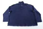 Polo by Ralph Lauren Embroidered Logo Navy Blue Quarter Zip Sweater - ThriftedThreads.com